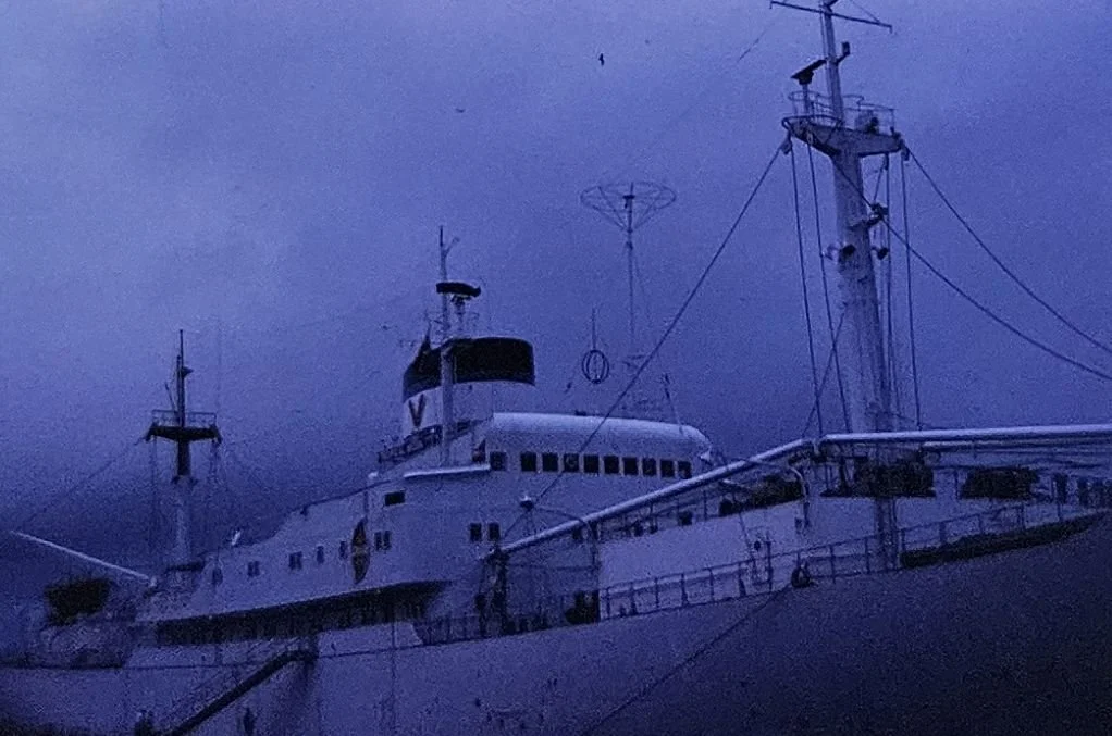 the Tropical Moon, reefer ship, in port, Montevideo, 1979