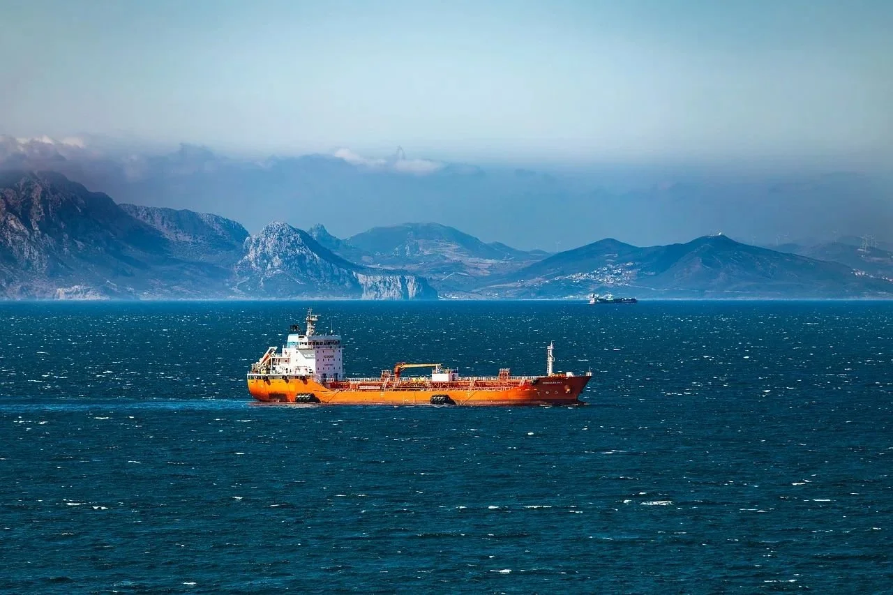 cargo vessel passsing through the Magellan straits