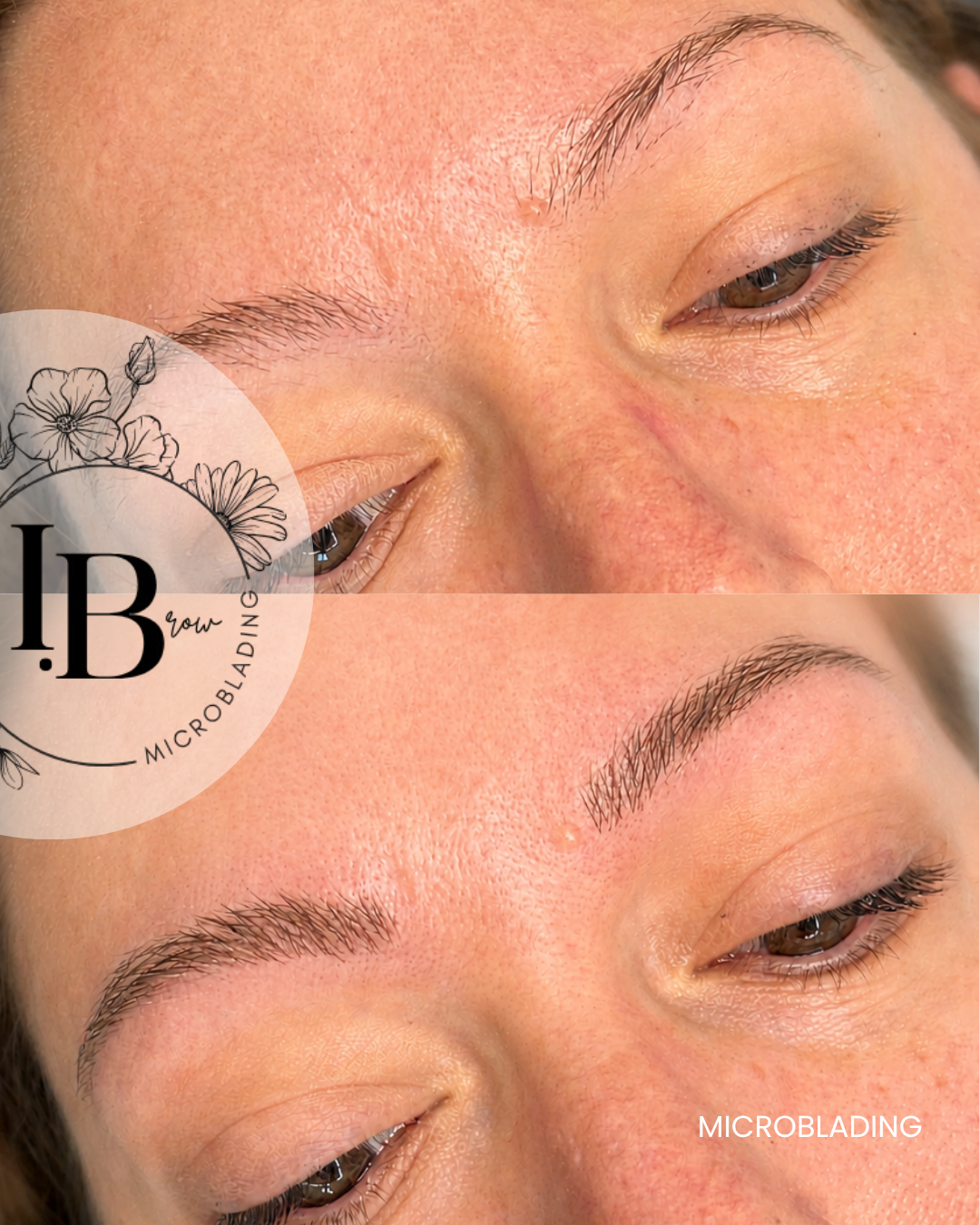 Microblading signature - résultat attendu : des sourcils densifiés, une ligne redéfinie. Pigment adapté à la couleur des poils naturels.