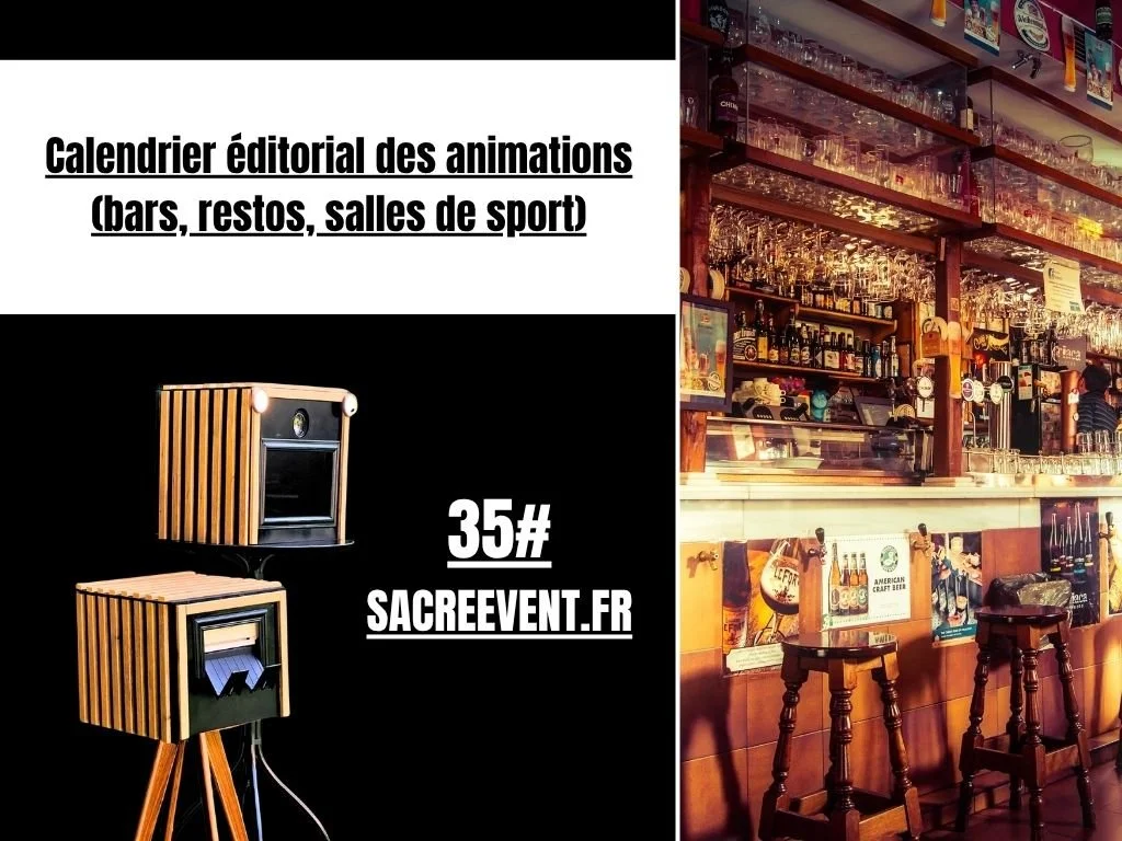 Calendrier éditorial des animations (bars, restos, salles de sport)