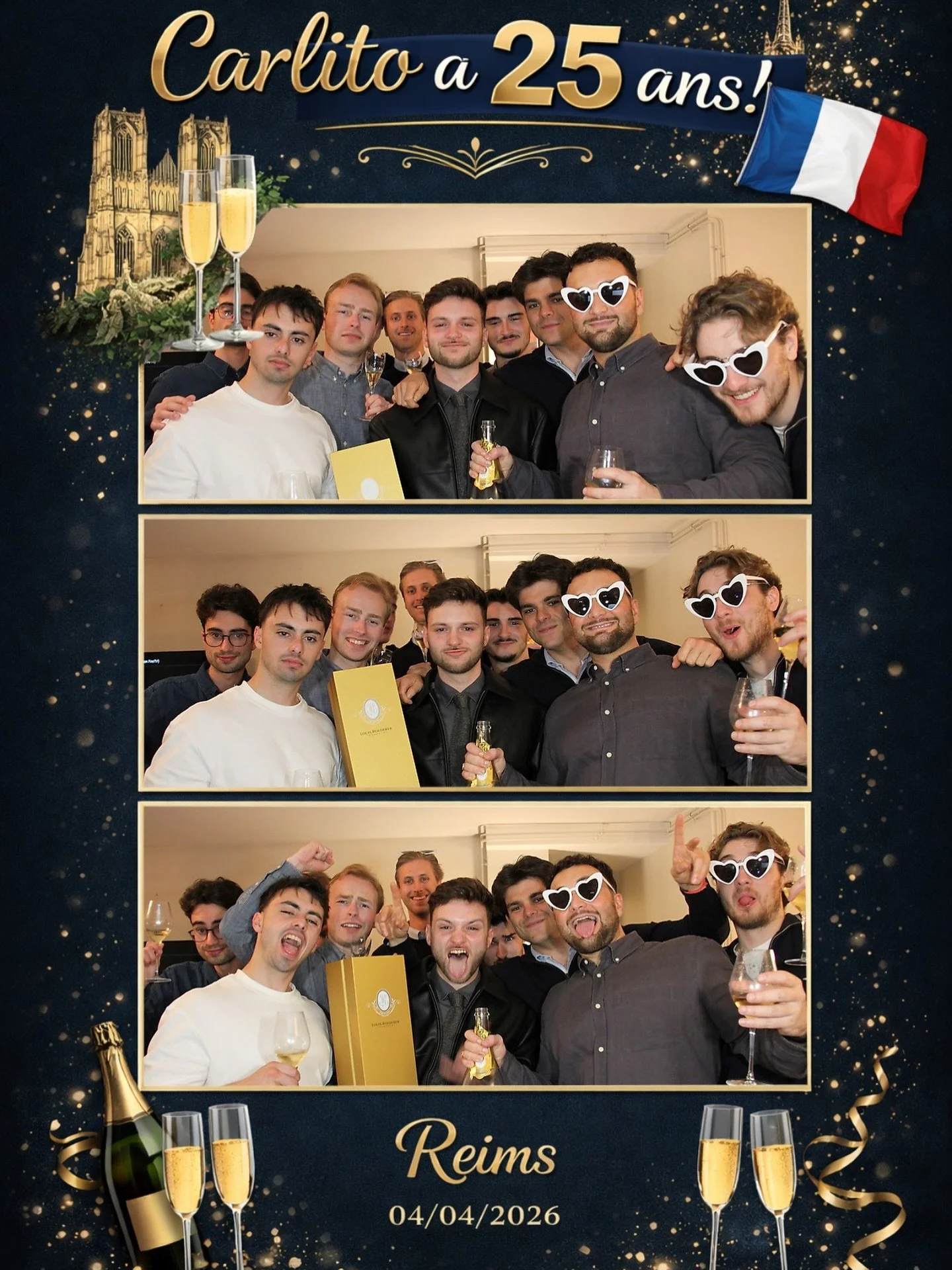 🥂 Les 25 ans de Carlito 🎉

Au programme : amis, champagne et bonne ambiance &agrave; Reims ✨

Une soir&eacute;e pleine de rires et de souvenirs, immortalis&eacute;e gr&acirc;ce &agrave; notre borne photo 📸
Parce que chaque moment m&eacute;rite d&r