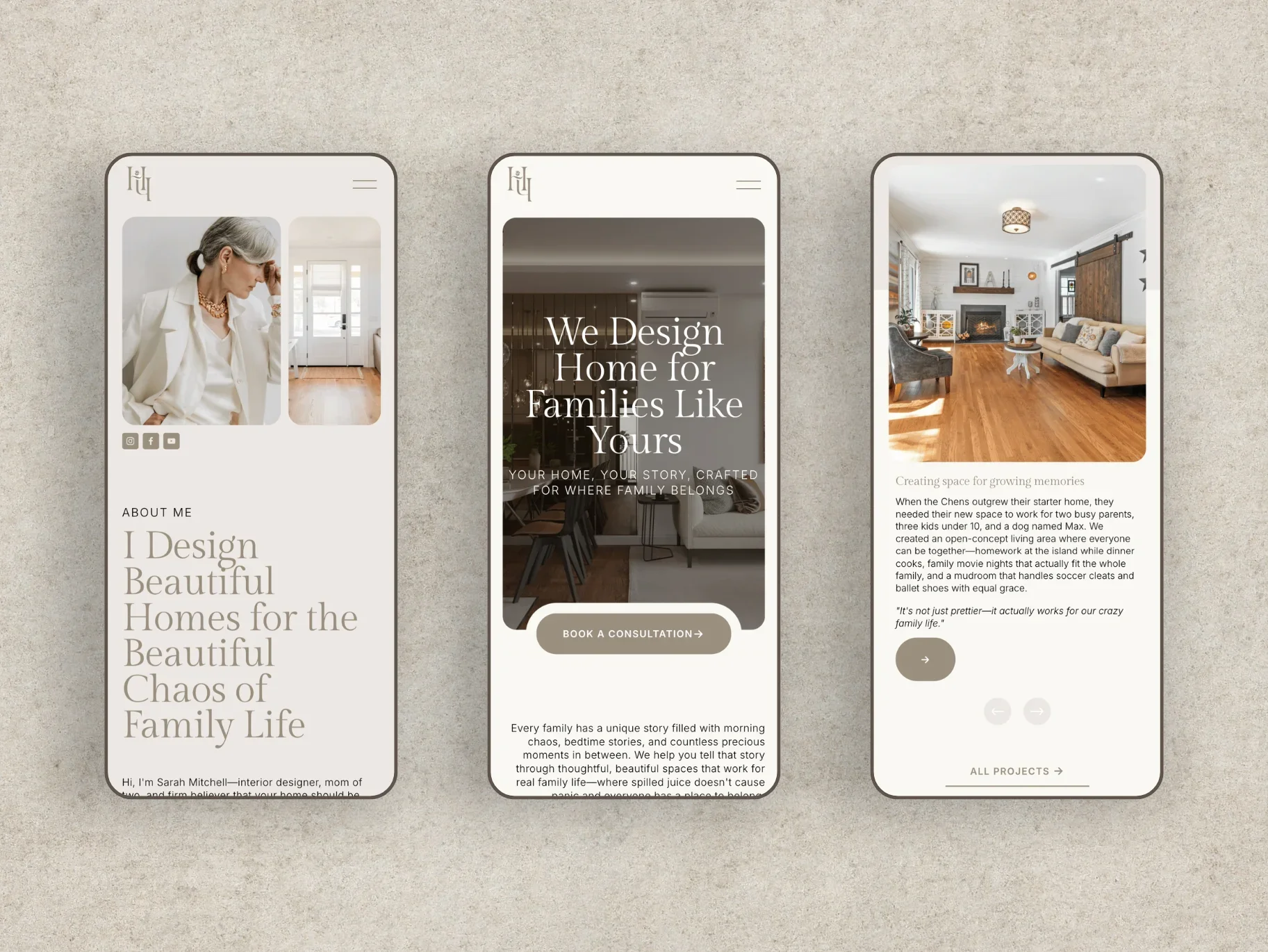Interior designer Squarespace website