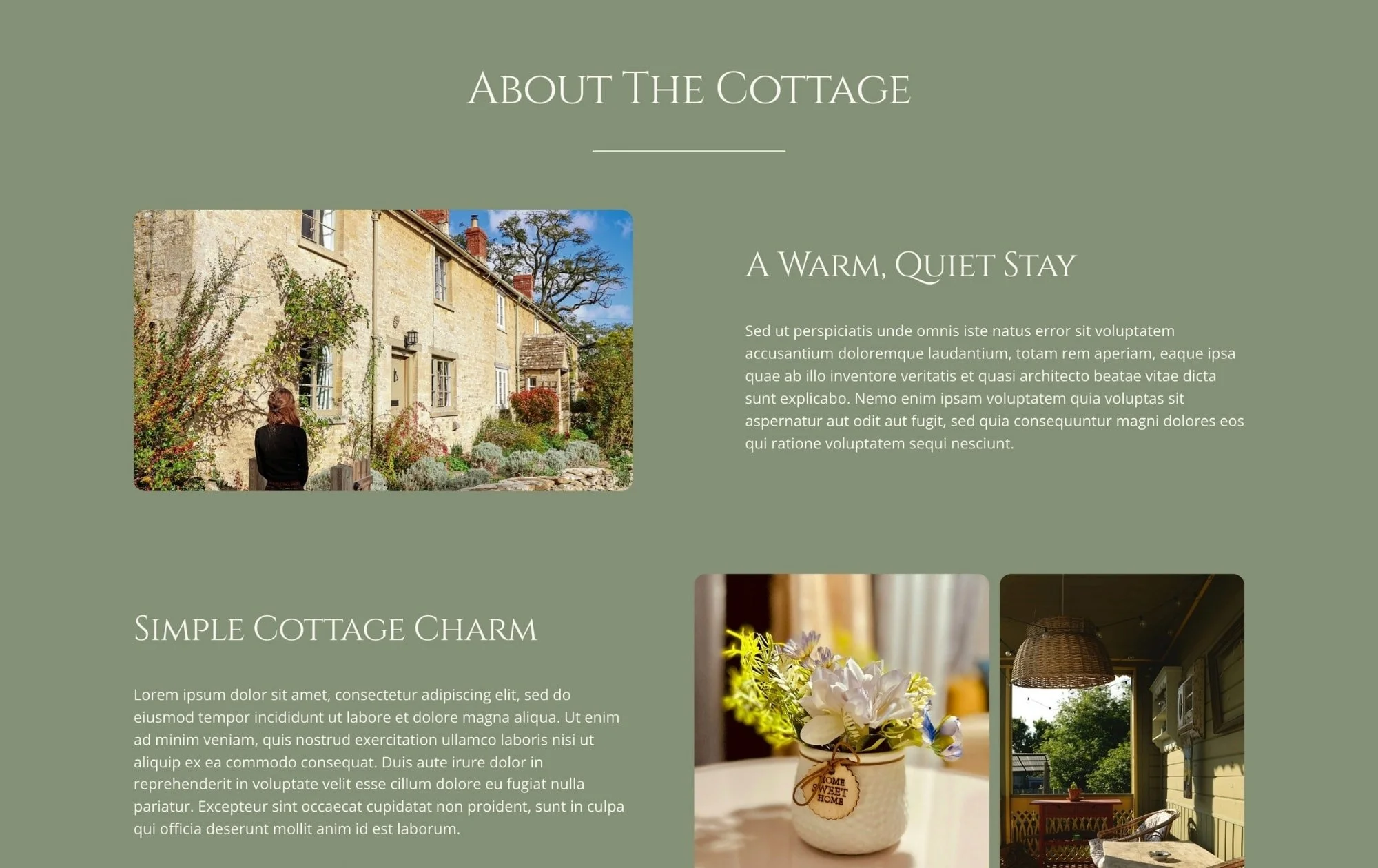 Preview of a Squarespace website design for a vacation home