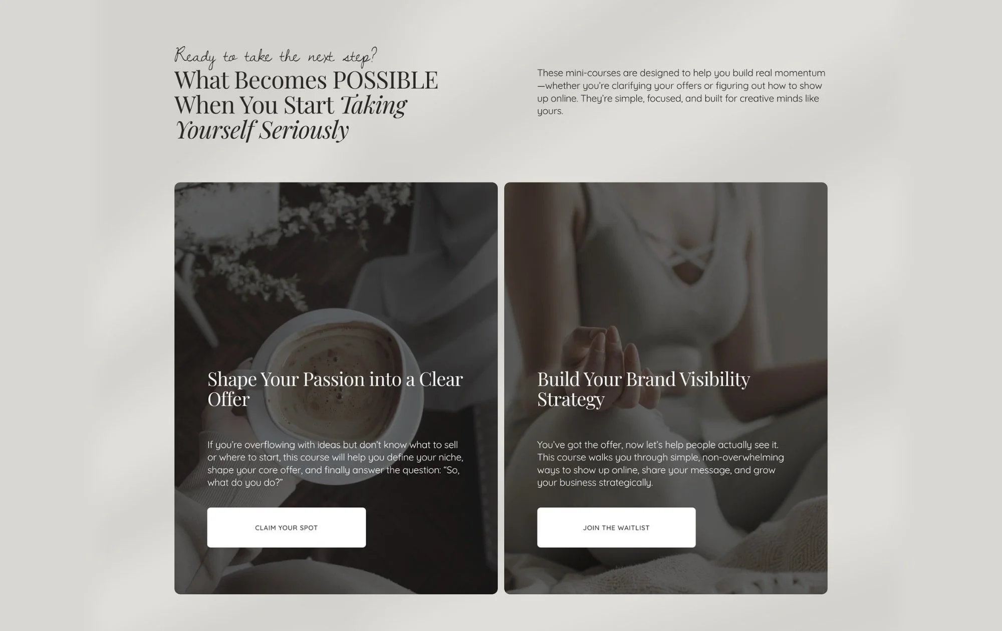 a website design preview for female coaches