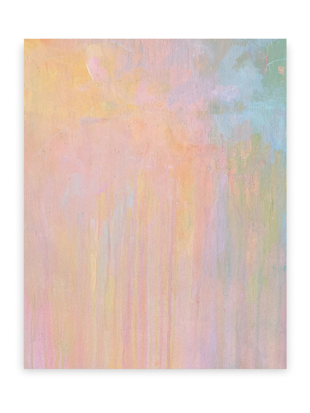 Pastellfarbige abstrakte Malerei mit sanften Farben und Textur.