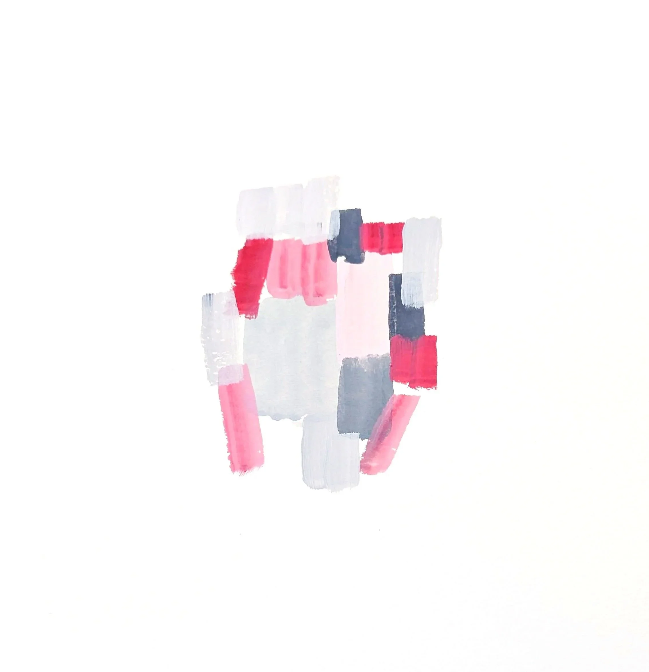 976 Meditation in Pink, Black and Grey, 2025, gouache, 40x30 cm