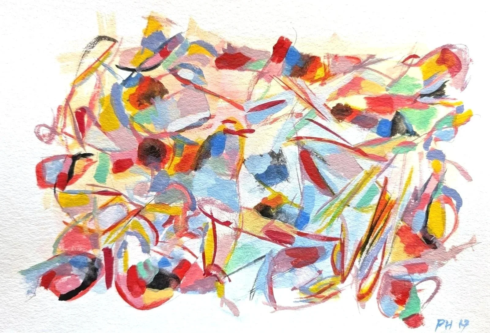 1245 Composition, 2017, gouache on handmade paper, 20x30cm