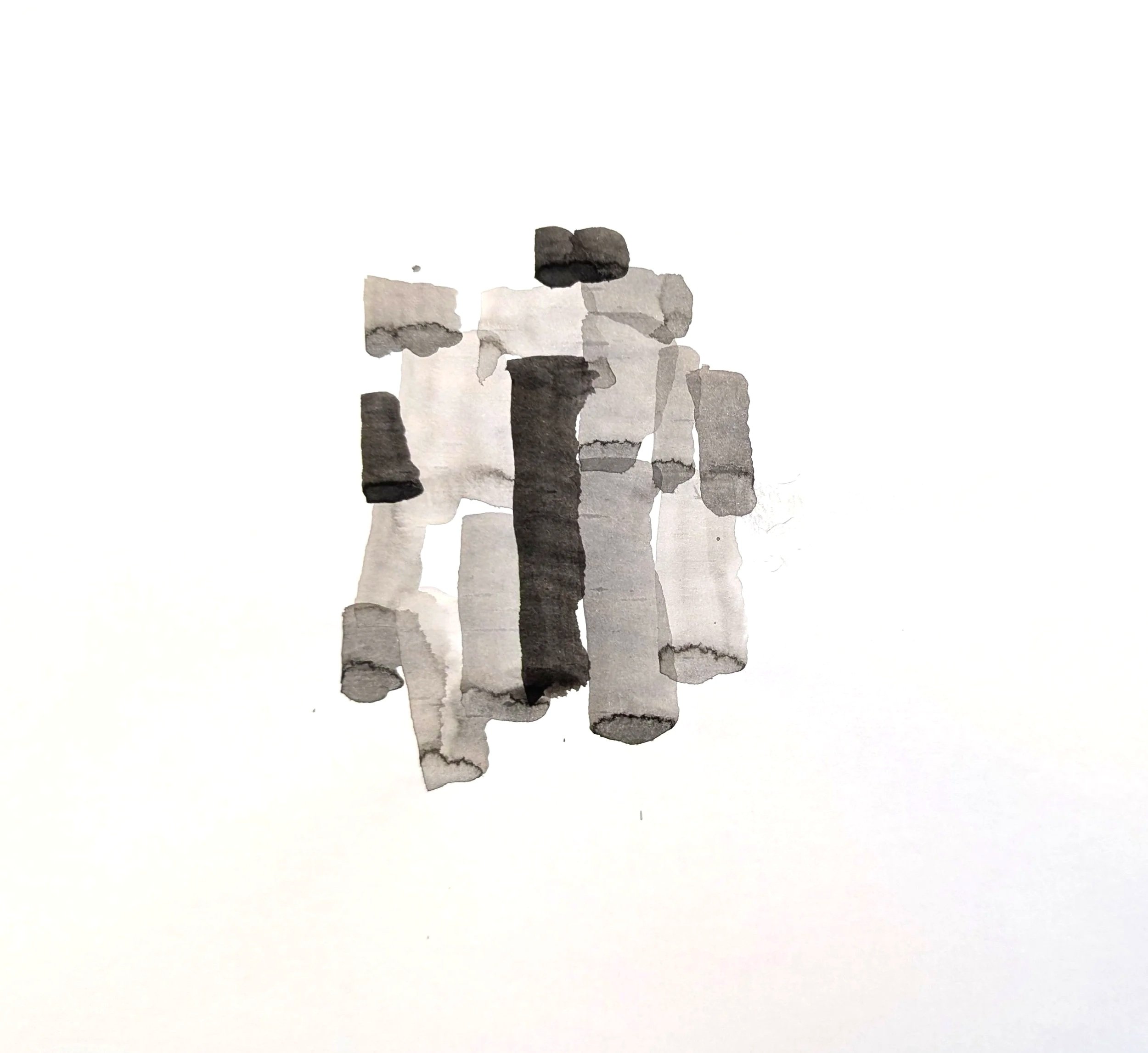 977 Meditation in Black and Grey, 2025, Indian ink on Japanese paper,24x29 cm