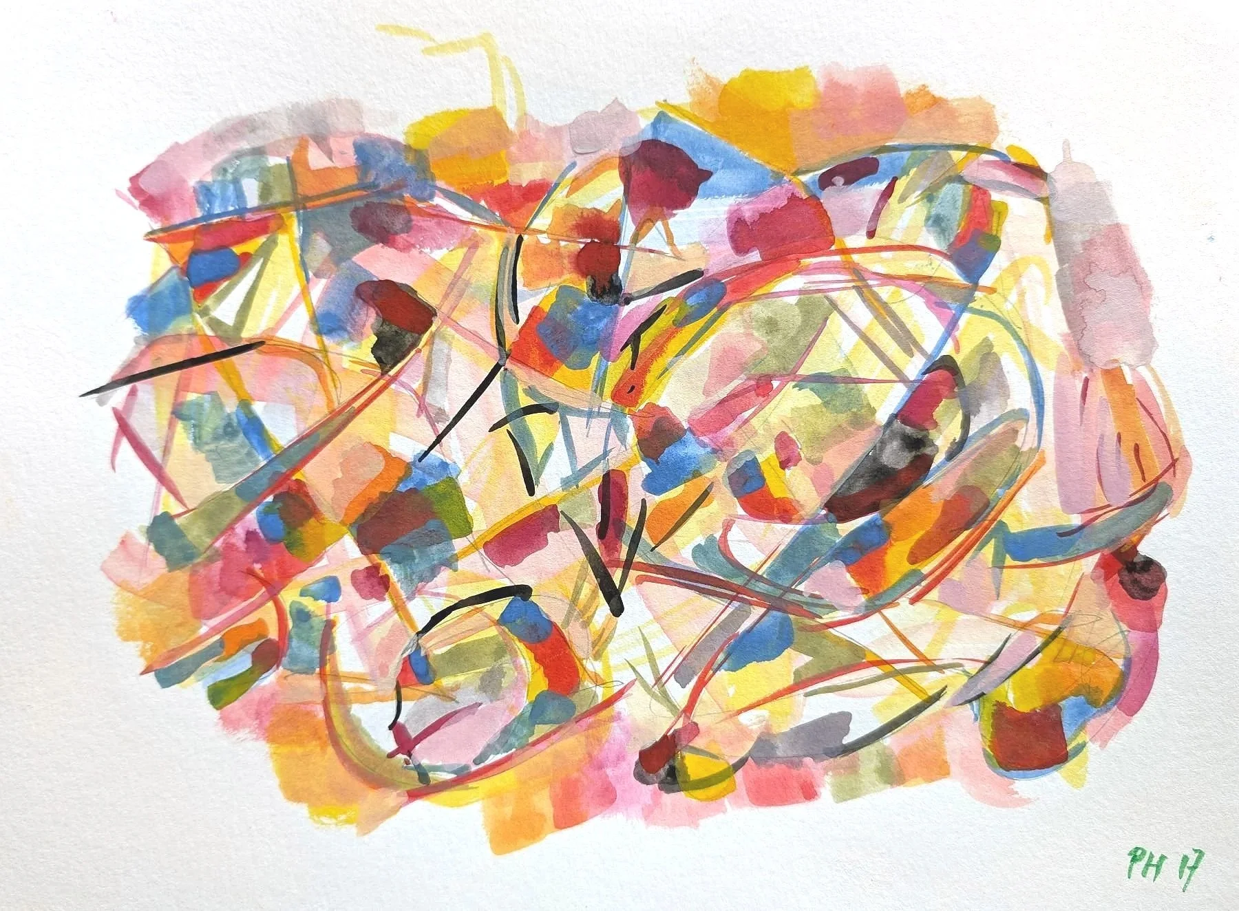 1425 Composition, 2017, gouache, 24x32 cm