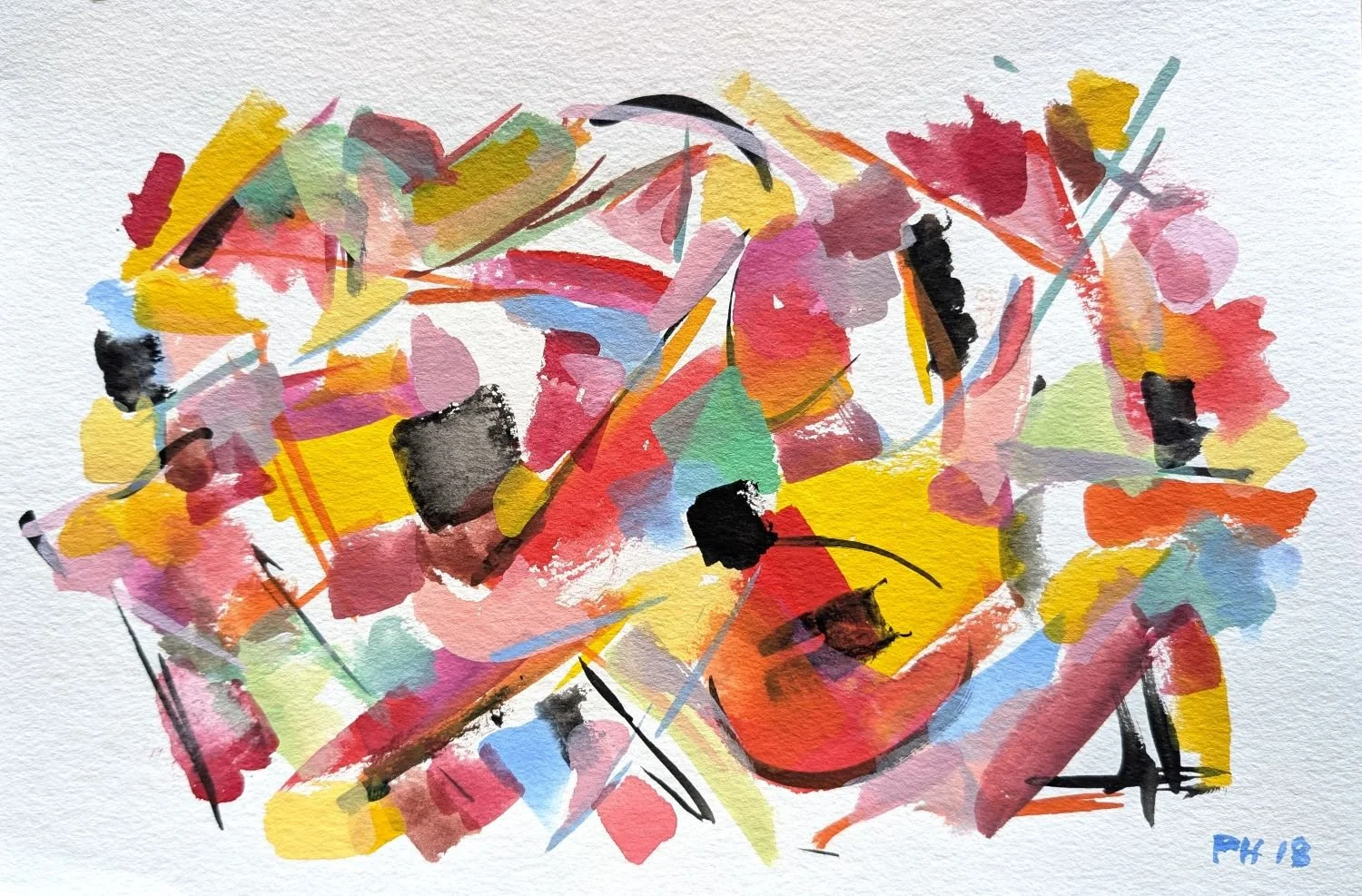 1430 Composition, 2018, gouache, 20x30 cm