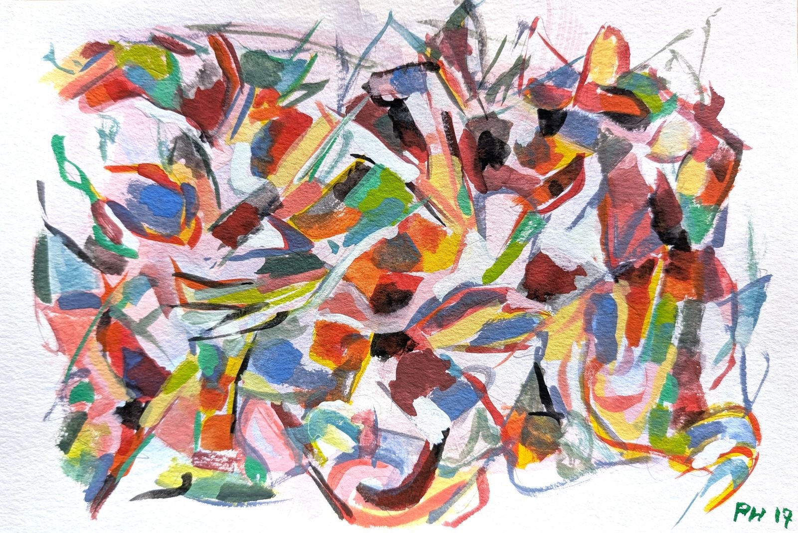 1424 Composition, 2017, gouache, 19.5x29.5 cm