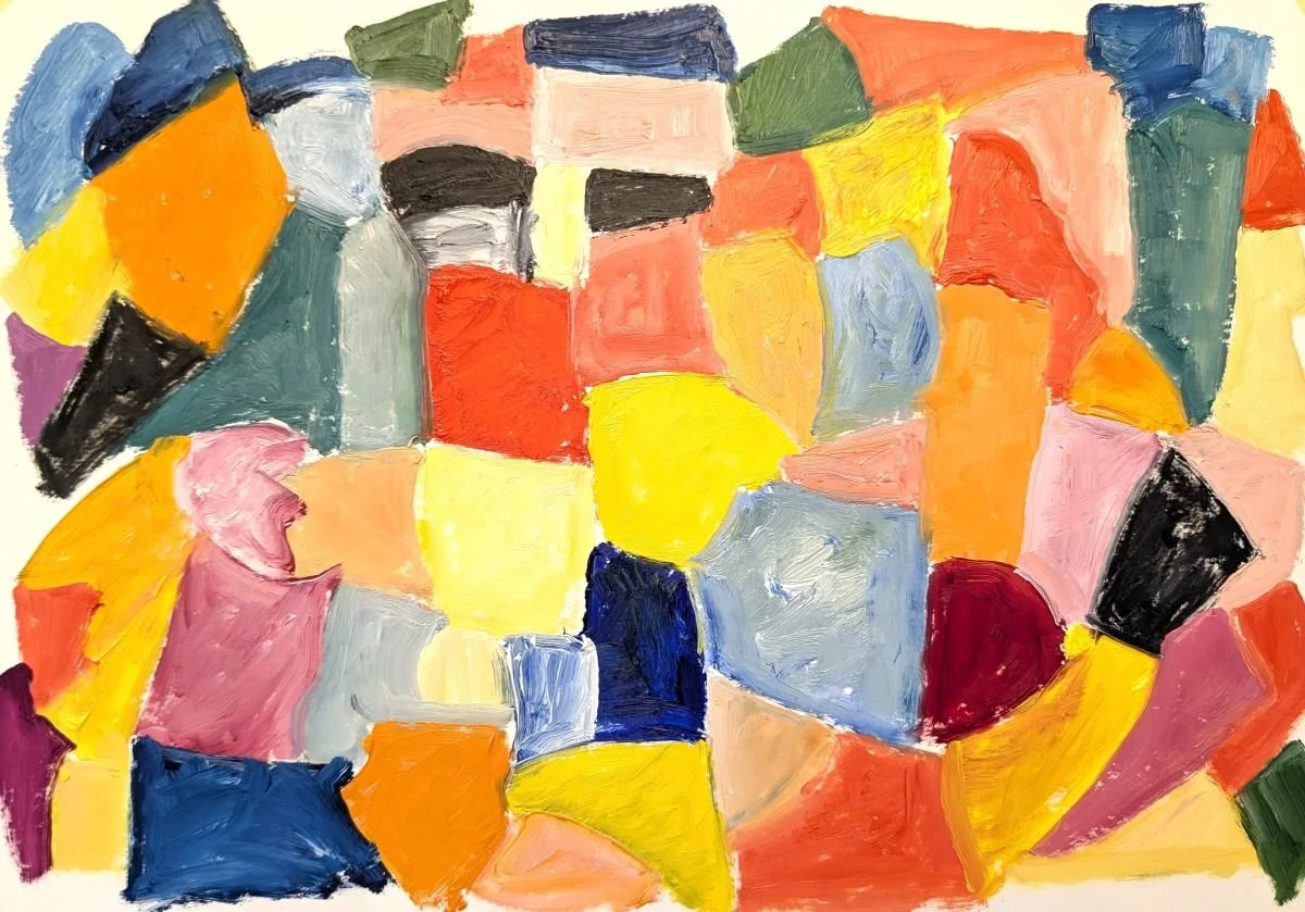 983 Polychrome Meditation, 2025, oil on paper, 29.7x42 cm