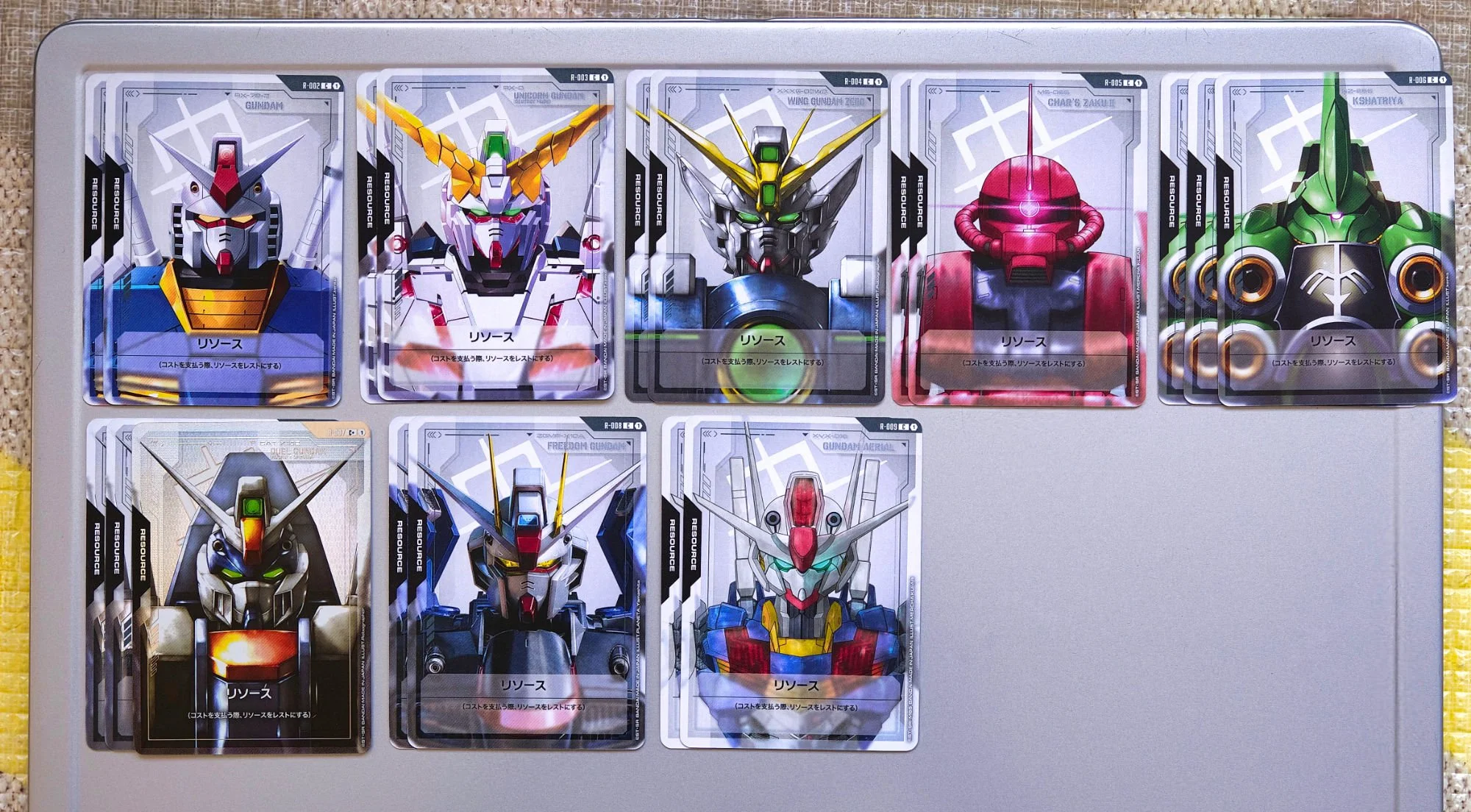 A selection of cards between R002-R009