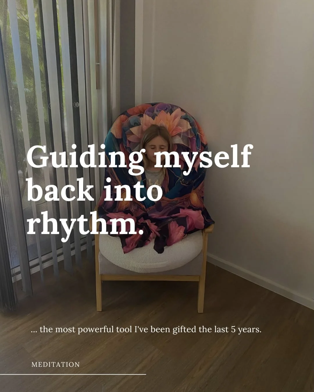 Day 4: guiding myself back into rhythm: 

🧘&zwj;♀️ Meditation 

My mind is like a browser with 47 tabs open. 
And every single one is draining my battery.
Mental load. To-do lists. Worry. Guilt. Fear. The thoughts running on repeat.

I&rsquo;ve been