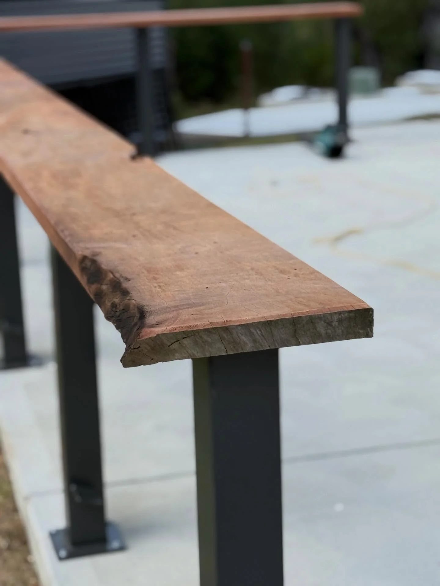 WANDELLA HALL PROJECT.  This project involved repurposing a historic solid redgum slab salvaged from the Wandella/Rosebank Farm fires, originally milled by Peter Claxton/Grant Robertson and generously donated to the local Wandella Hall community. The