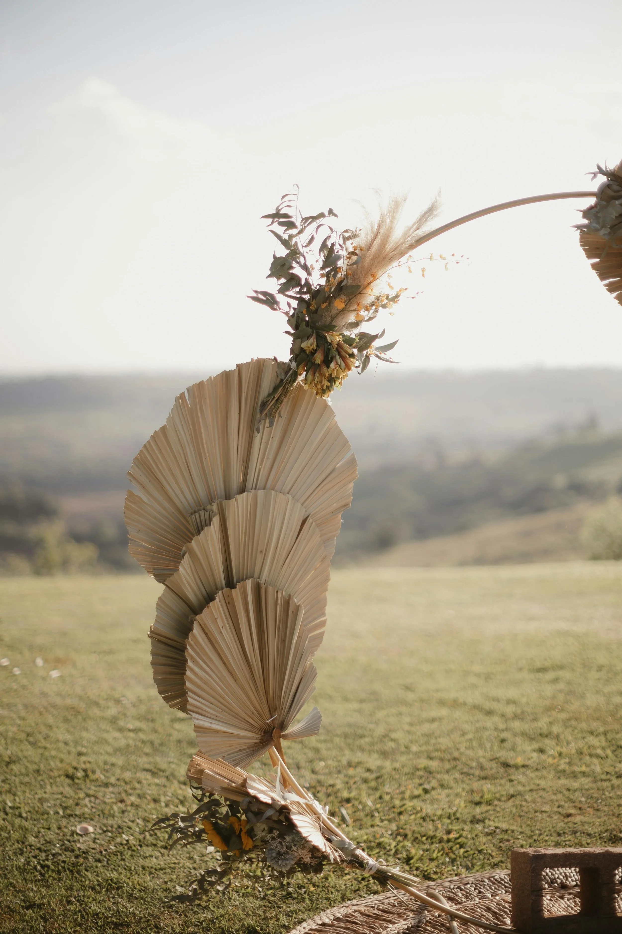 natural palm wedding feature backdrop