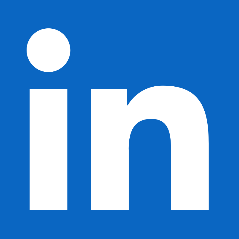 Logotipo de LinkedIn con fondo azul y letras blancas.