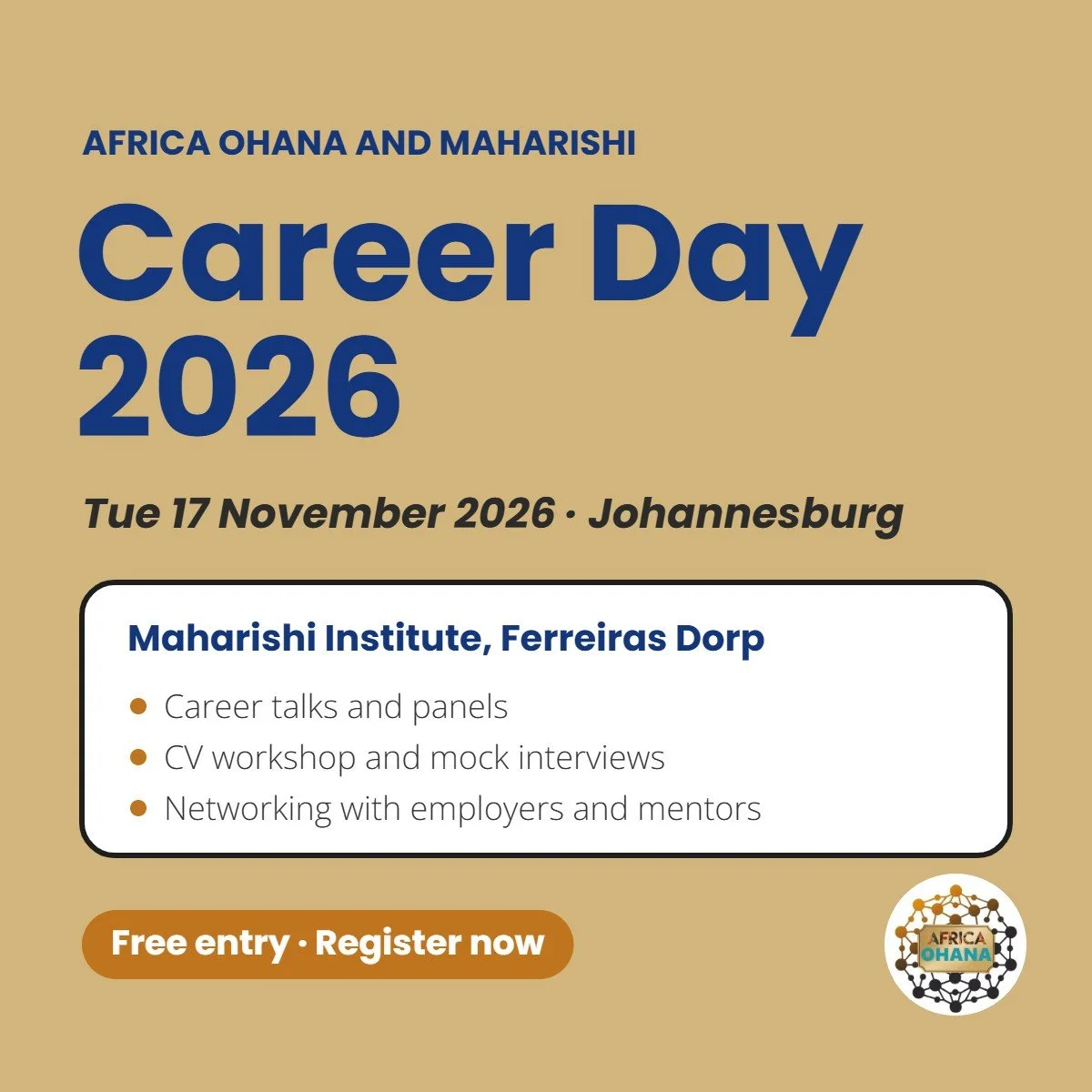 Join us at the Africa Ohana and Maharishi Career Day 2026 in Johannesburg