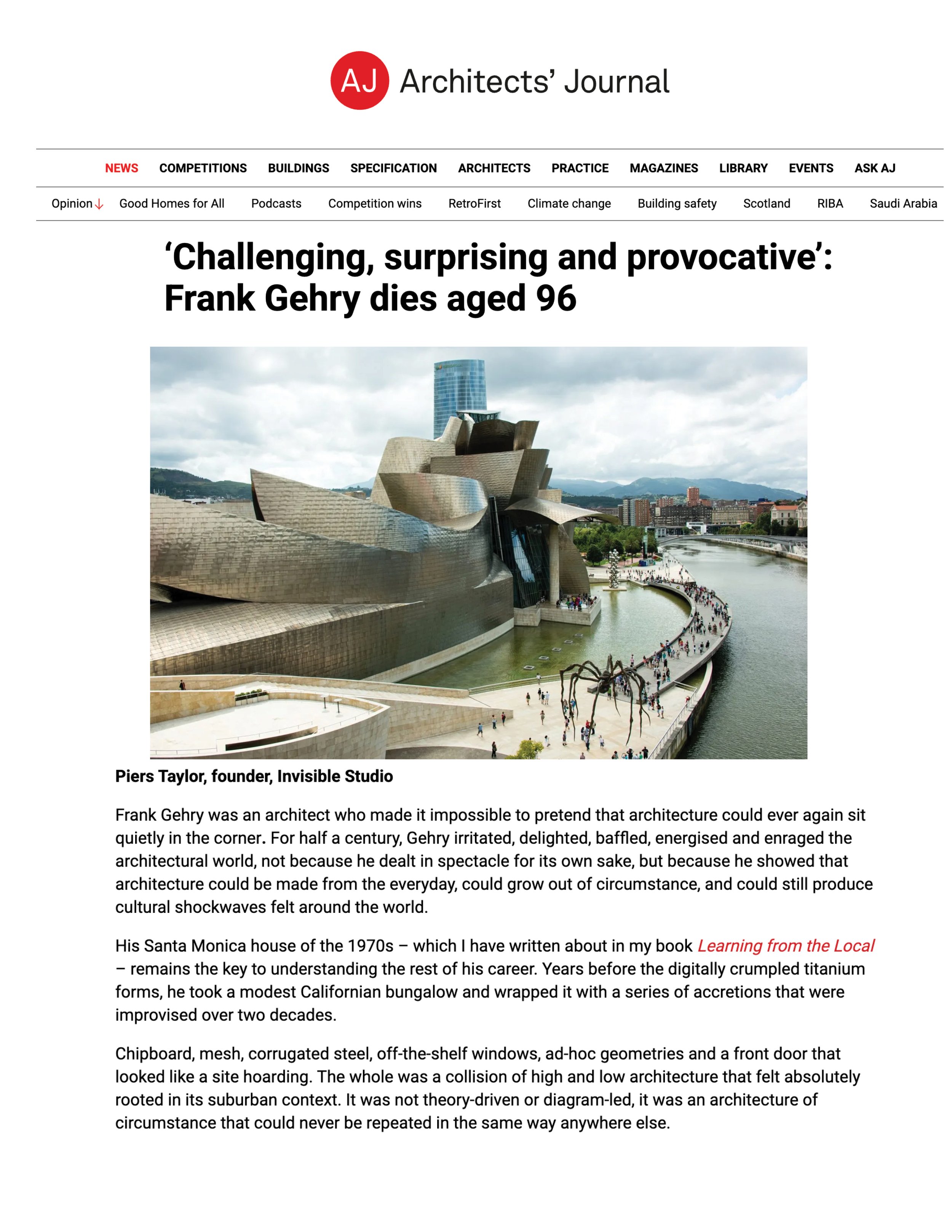 Piers Taylor on Frank Gehry