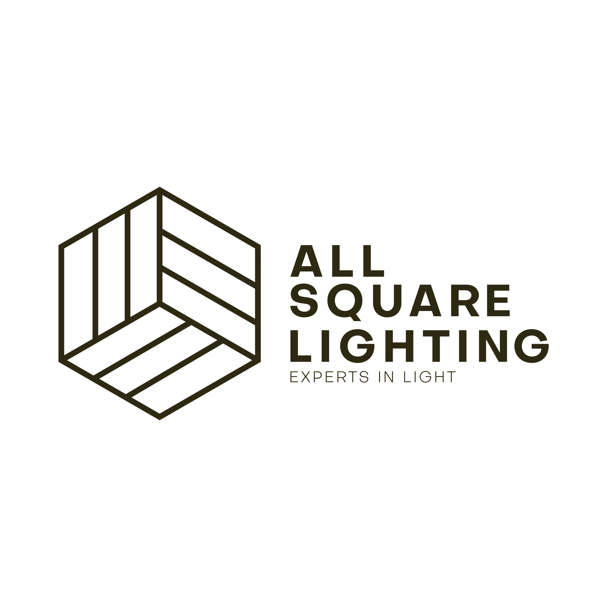 The logo features the name 'All Square Lighting' in, black, uppercase letters on a white background and emblem.