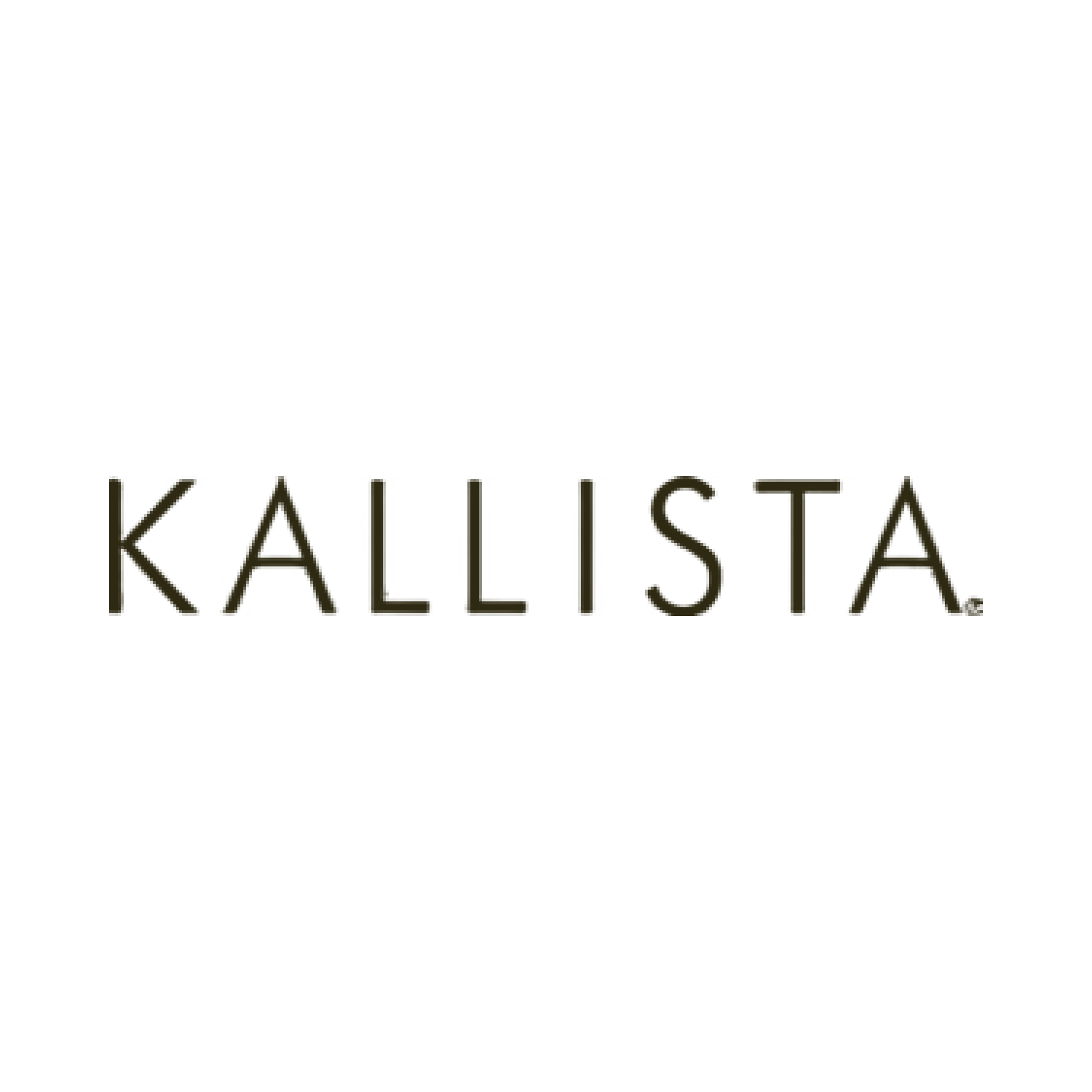 Black background with a minimalist design, featuring the word 'KALLISTA' in gold-colored, stylized text.