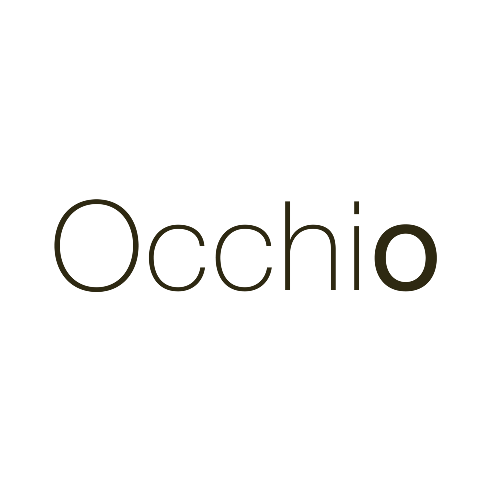 Graphic with the word 'Occio' written in large letters and a small cat silhouette above it.