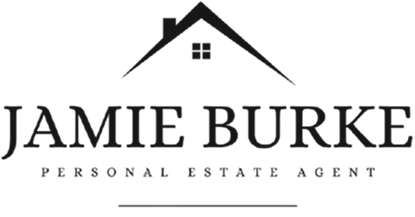 Logo for Jamie Burke, a personal estate agent, featuring a house silhouette and text.