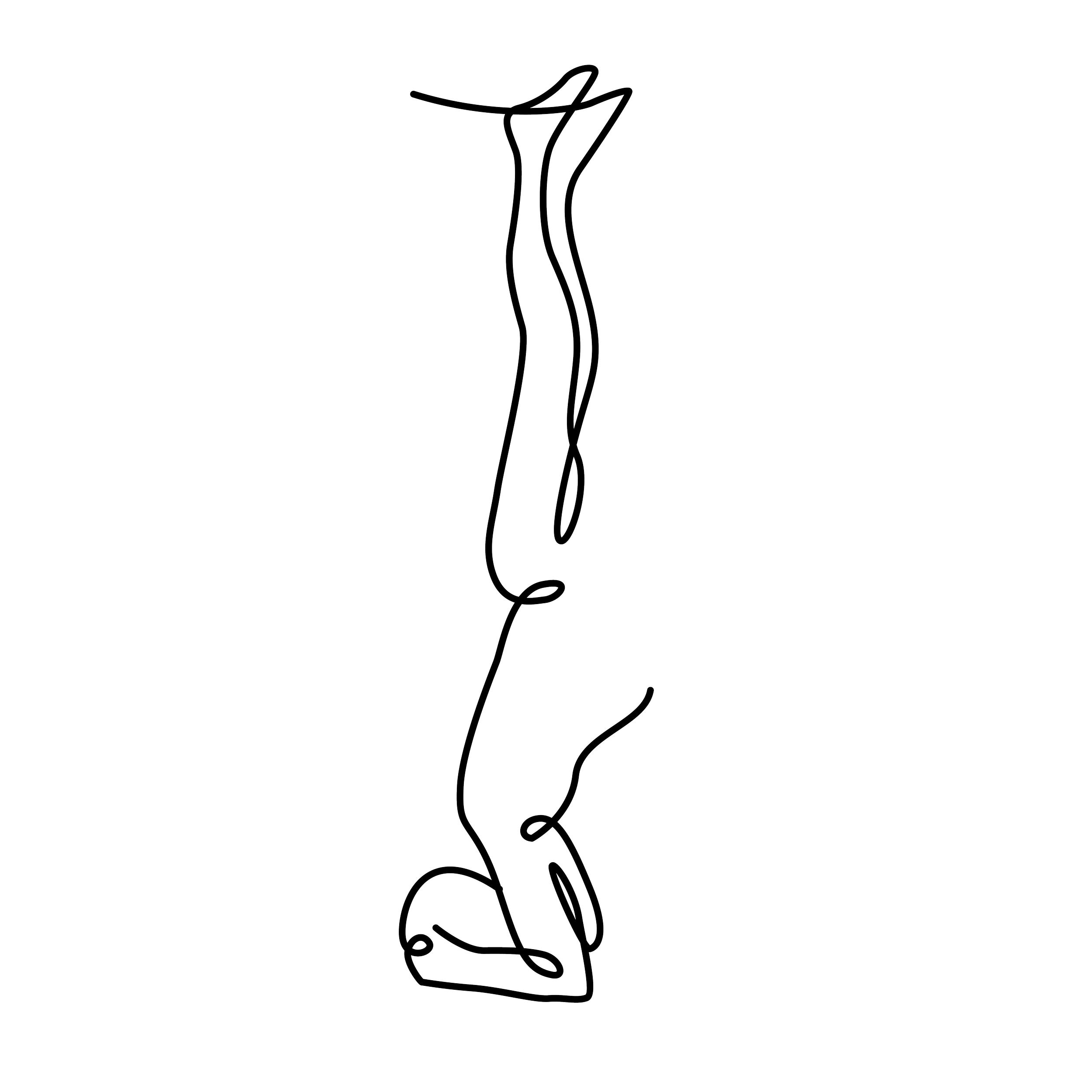 Line drawing of a snake on black background.
