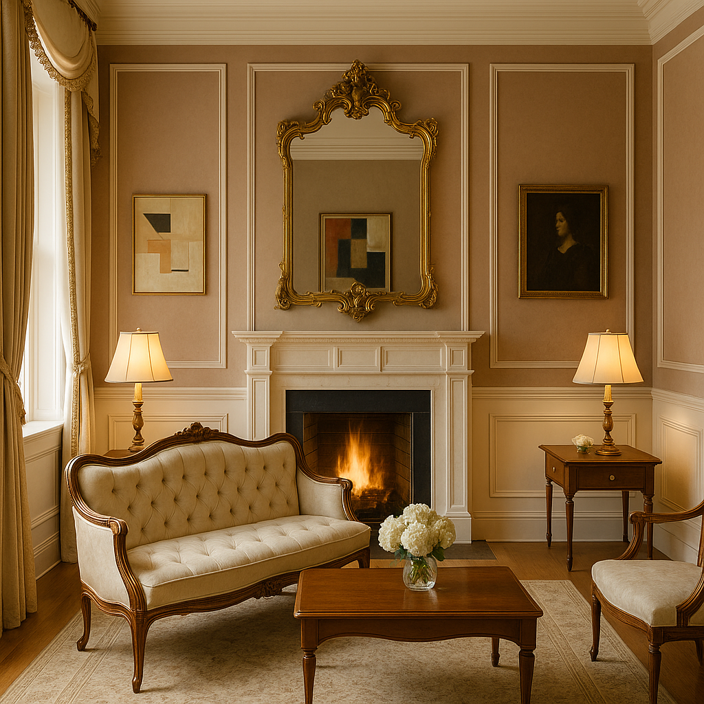 A formal sitting room blending 18th-century elegance with subtle modern touches.