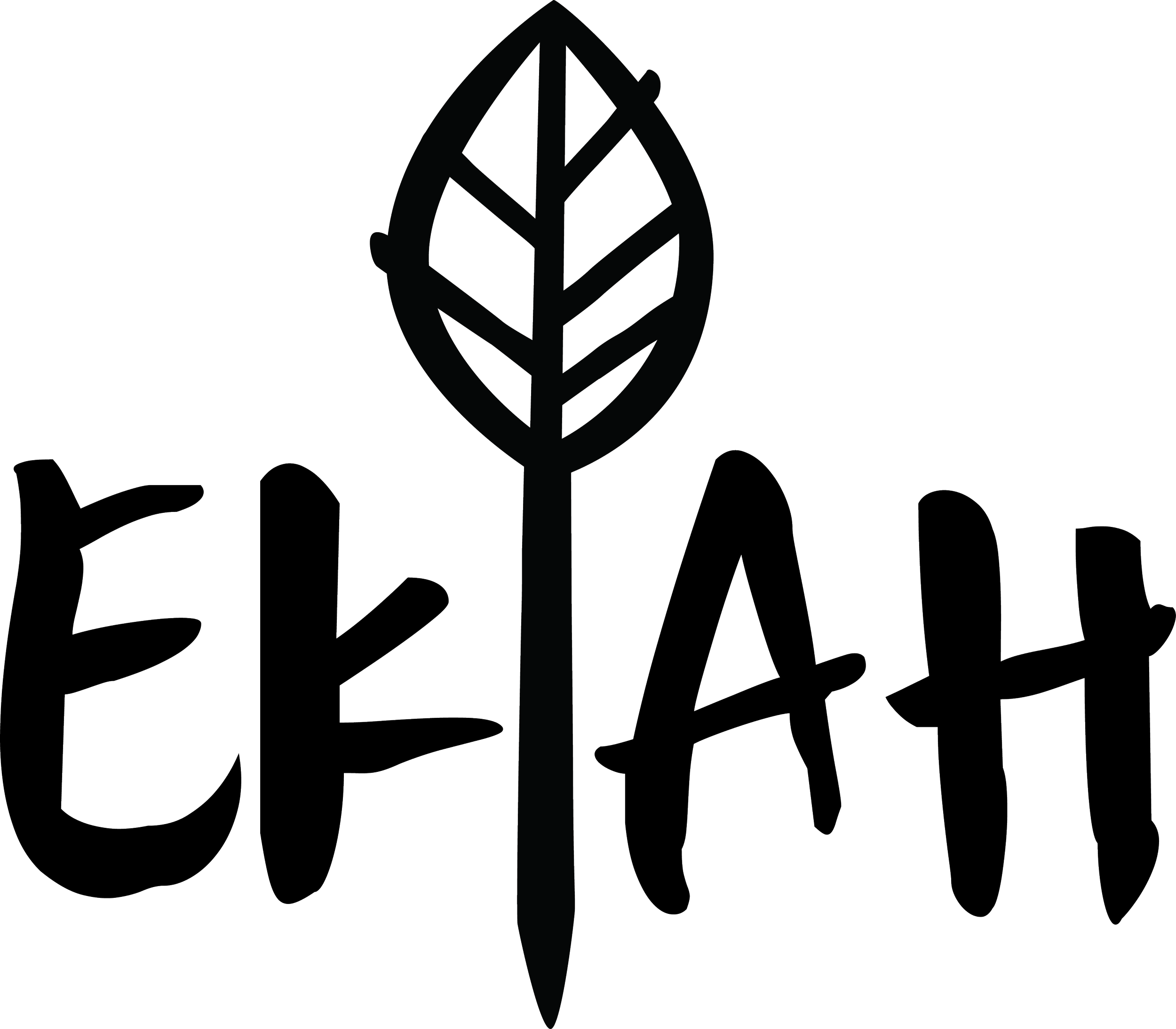 EKAH Logo, a leaf integrated into the letters EKAH