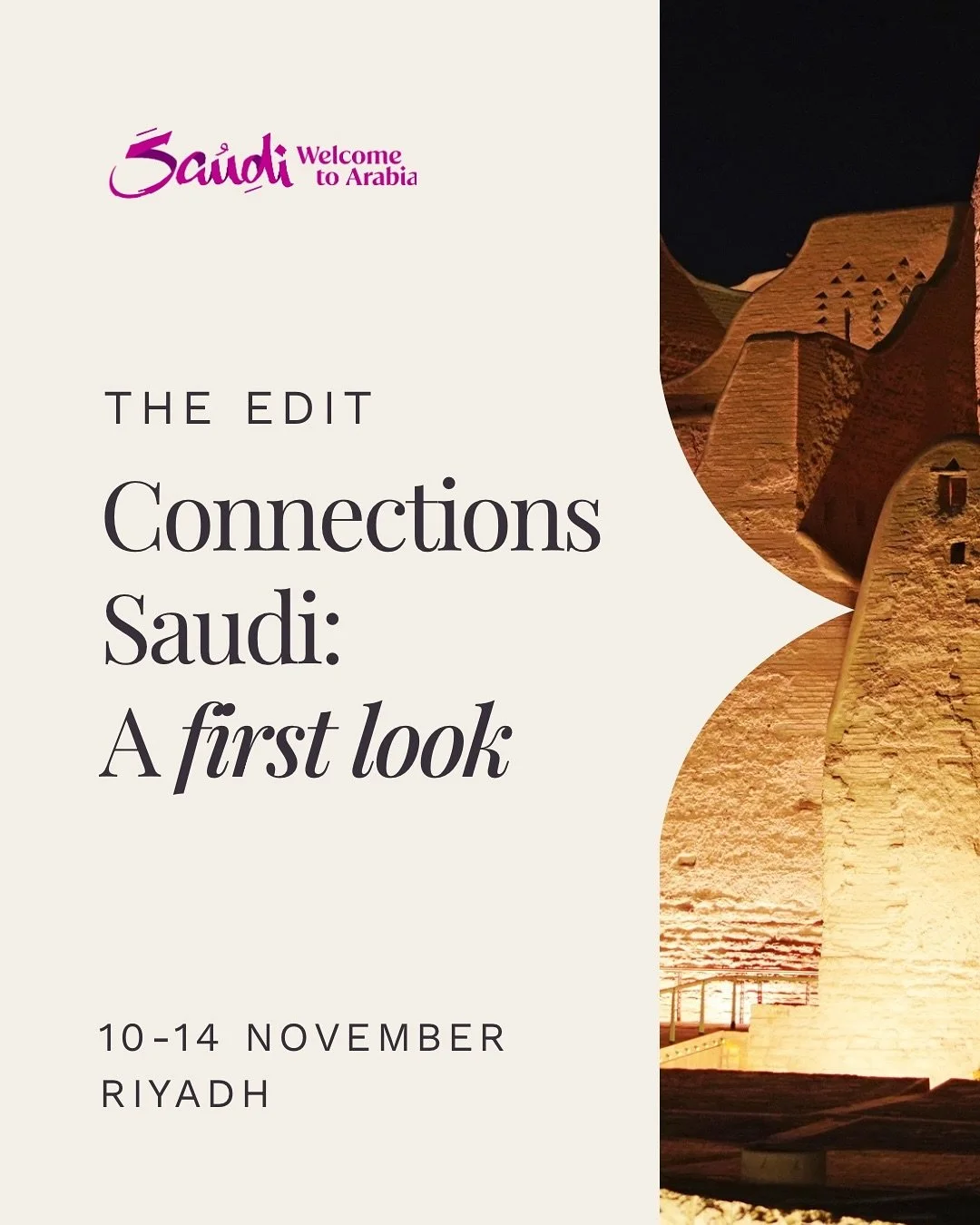 Dinner in historic Diriyah. Thrill rides at the future Six Flags Qiddiya theme park.🎢 A first look at Qiddiya City before it opens to the world. 🌍 
Connections Saudi, in partnership with the Saudi Tourism Authority, will highlight the Kingdom&rsqu