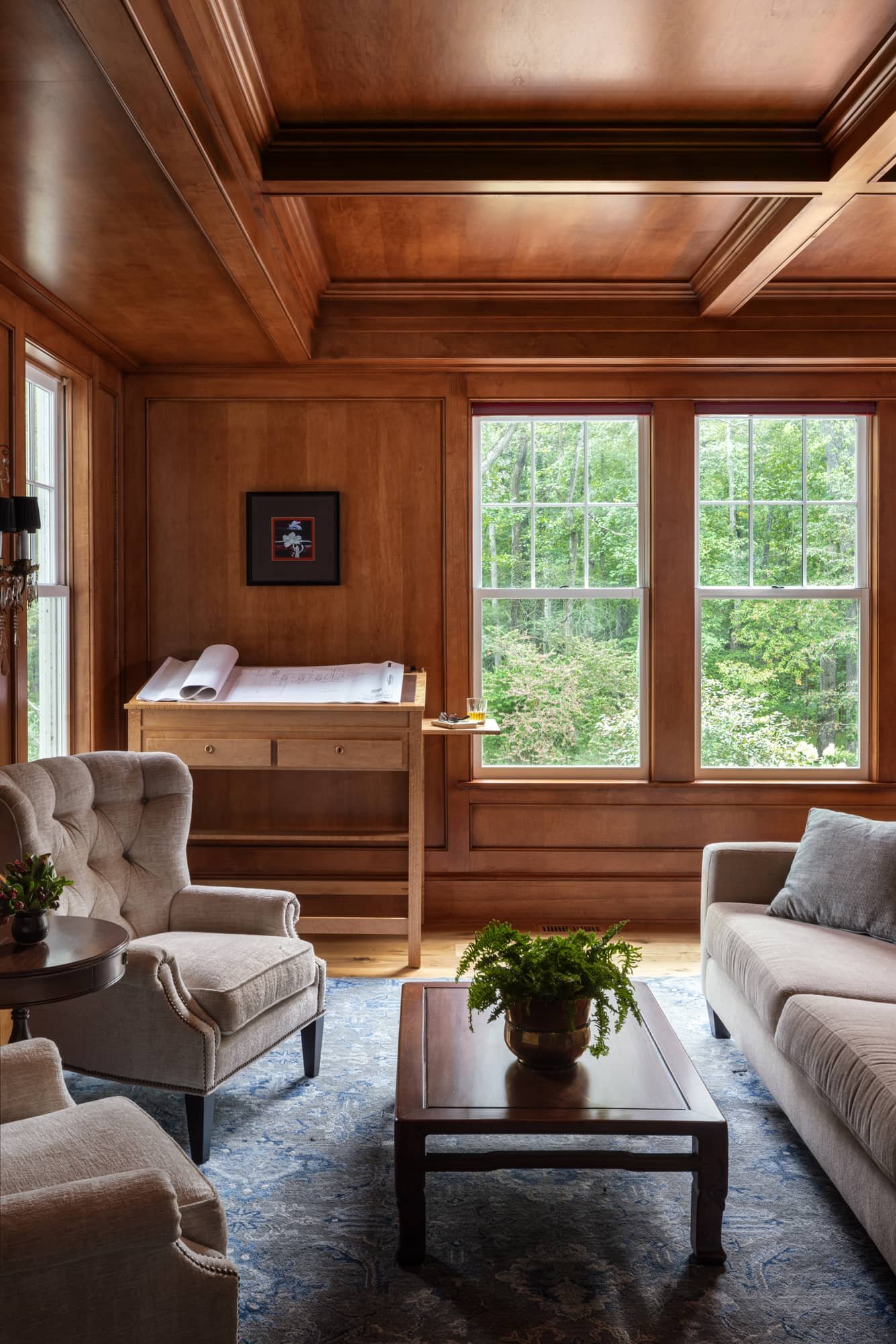 Wood-Paneled Library