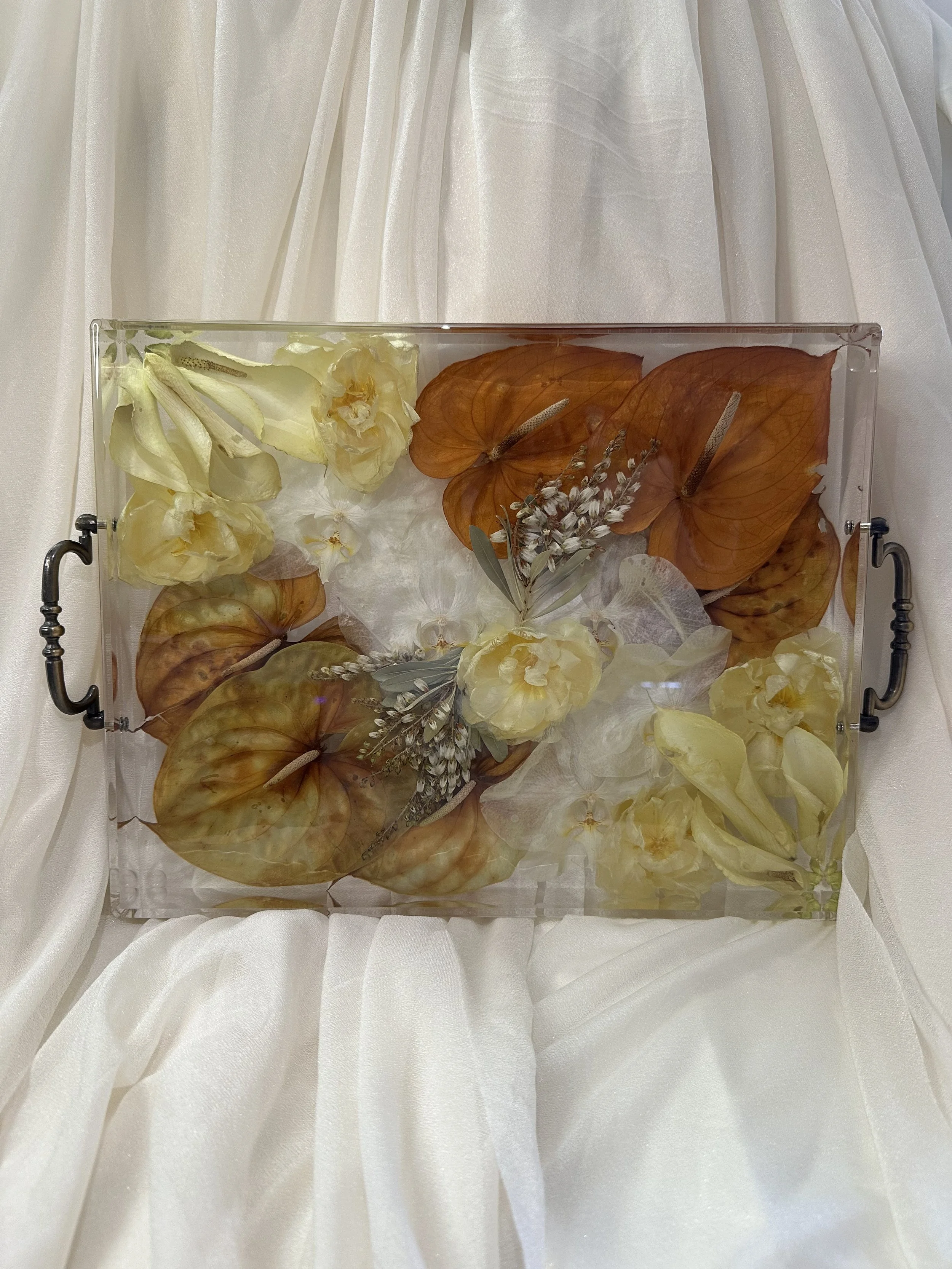 14"x11" Rectangular Serving Tray Floral Block