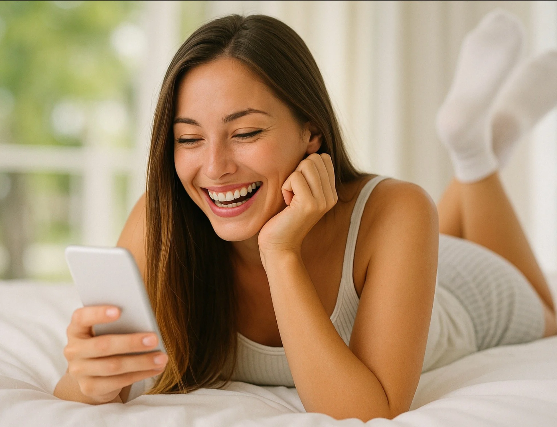 Someone to talk to. Anytime. Smiling young woman on a video call, enjoying a warm, supportive conversation with her Virtual Buddy.