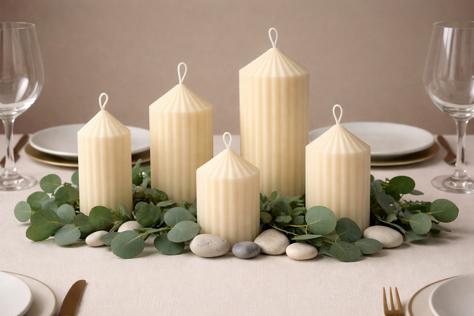 🕯️ Set de Velas Plisadas – 5 Unidades