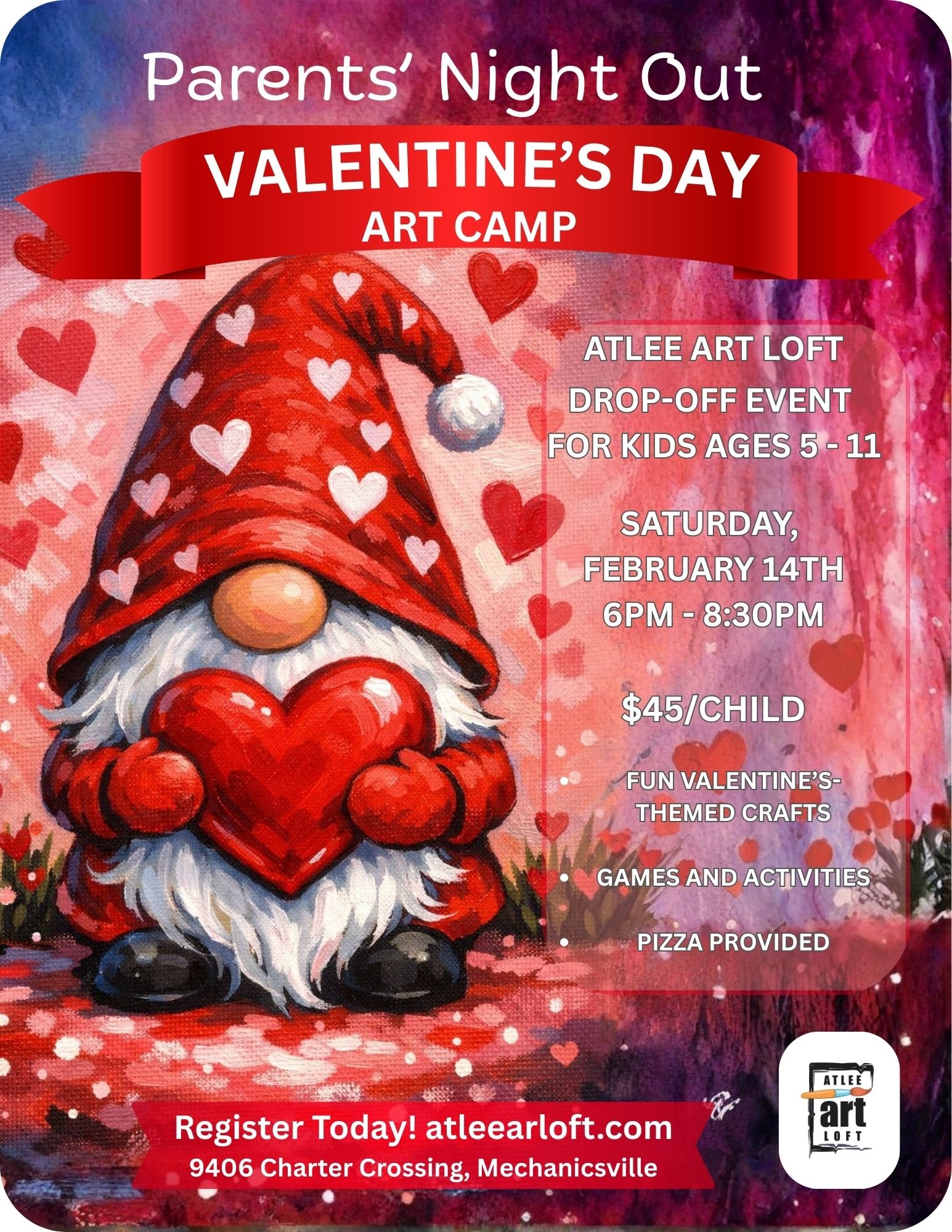 Valentine's Day Drop Off Art Camp at Atlee Art Loft