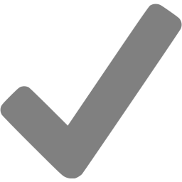 Gray checkmark symbol against a black background.