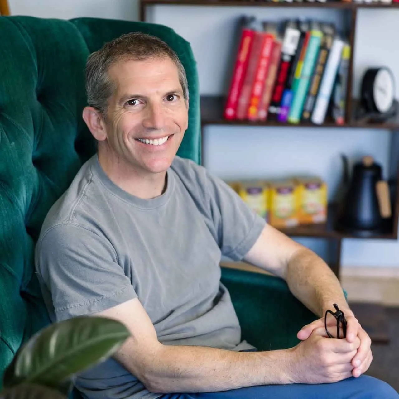 David Lieberman, MA, LMFT, in his chair focusing on his clients' journey