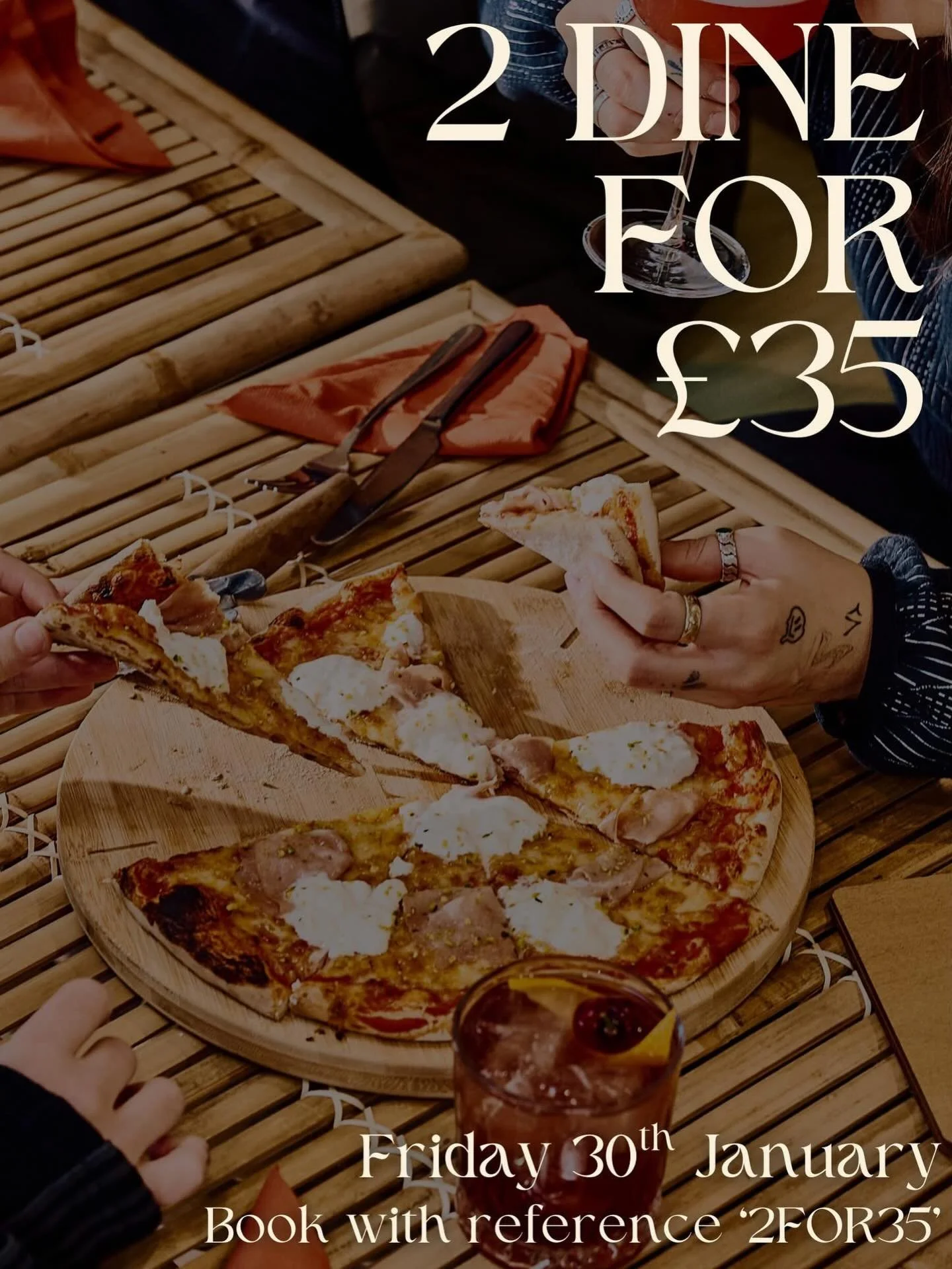 🌟 You all loved it so much, we&rsquo;re bringing it back! 🌟

You and a friend can dine for &pound;35 TOMORROW only when pre-booking and referencing our discount &lsquo;2FOR35&rsquo;

Valid for tomorrow only, this is a the perfect excuse to celebrat