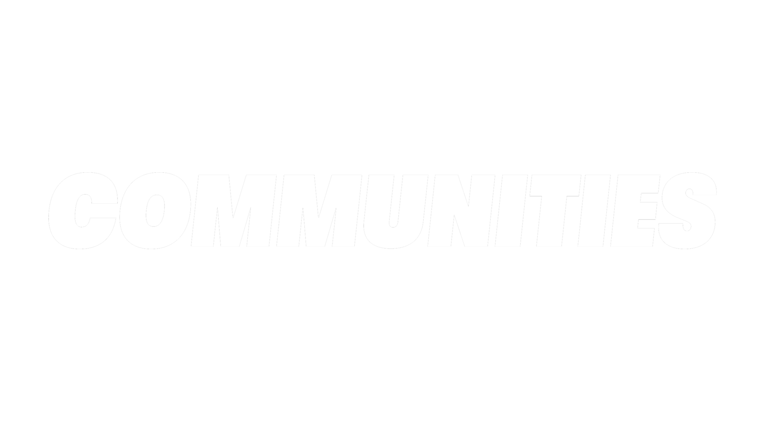 The word 'COMMUNITIES' in bold white letters.