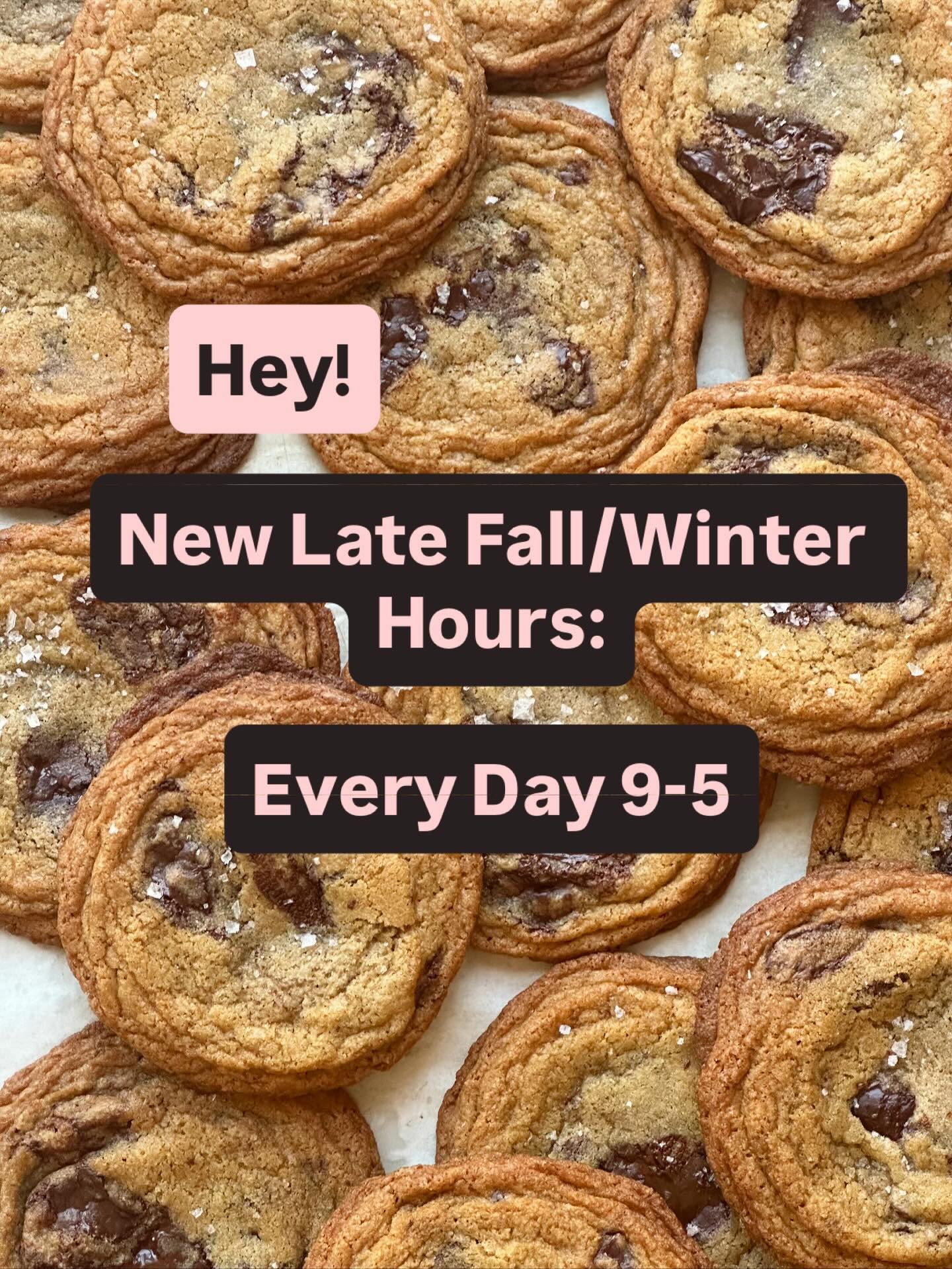 Hey there, friendly heads up that we&rsquo;re now closing at 5, every day. It&rsquo;s dark out there, cozy up. 🌚