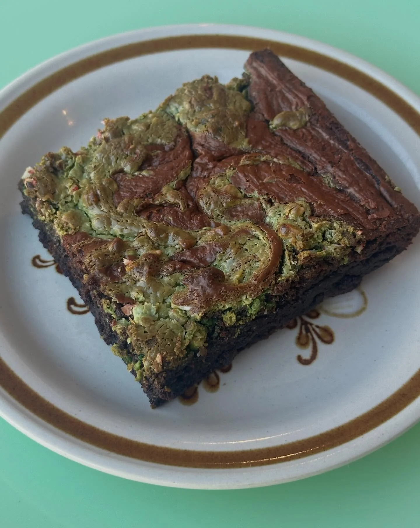 It&rsquo;s almost March, we&rsquo;re celebrating with these Shamrock Brownies! ☘️ Super fudgy brownies with a mint swirl. In the case this weekend, come try one! Spring is around the corner guys, stay strong!!💪