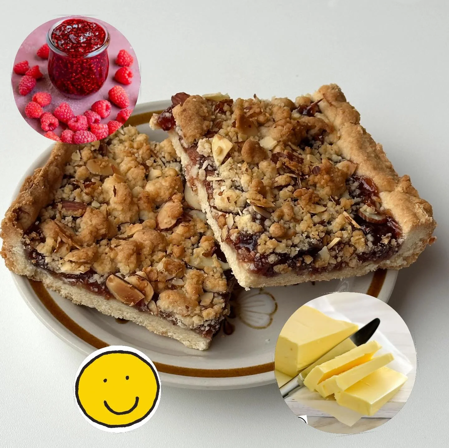 !April Cookie of the Month! This one is a personal fav- Raspberry Crumble Bar, every bite tastes like childhood. Jammy raspberry jam in a super buttery shortbread crust and crumble 🧈 some almonds on top for crunch. Perfection! Good one @the.oven.whi