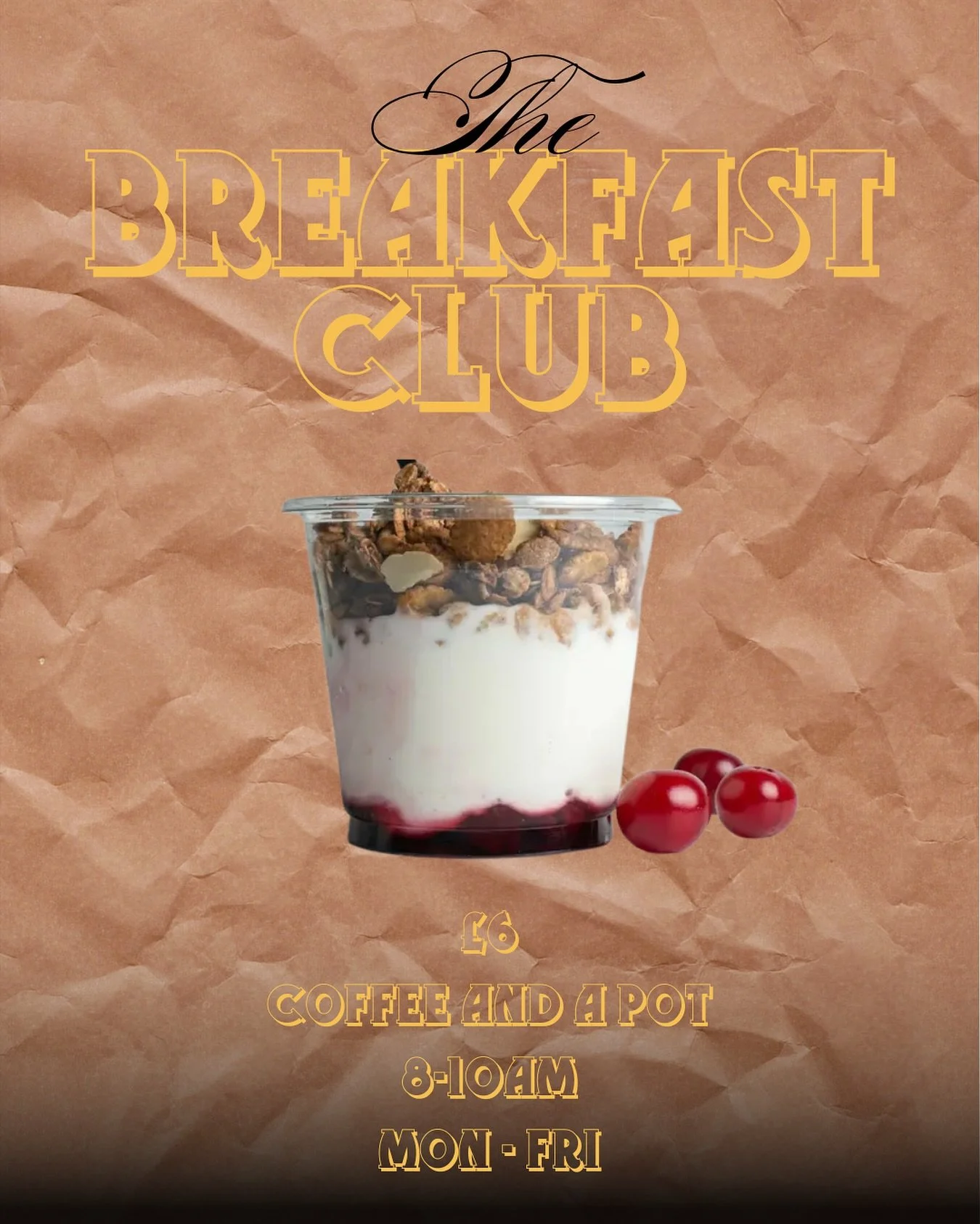 Join the WCC Breakfast Club
Fuel your morning (and sack off that statsucks sandwich) with our &pound;6 combo:
☕️ Any coffee + @theestatedairy yoghurt,fruit &amp; homemade granola
⏰ Available 8&ndash;10am, Mon&ndash;Fri
📍Water Cooler Coffee, White Ci