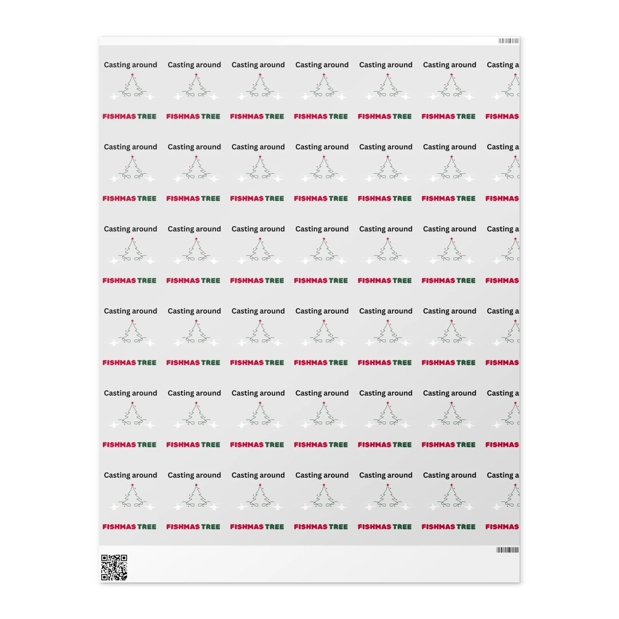 Casting Around Fishmas Tree Wrapping paper