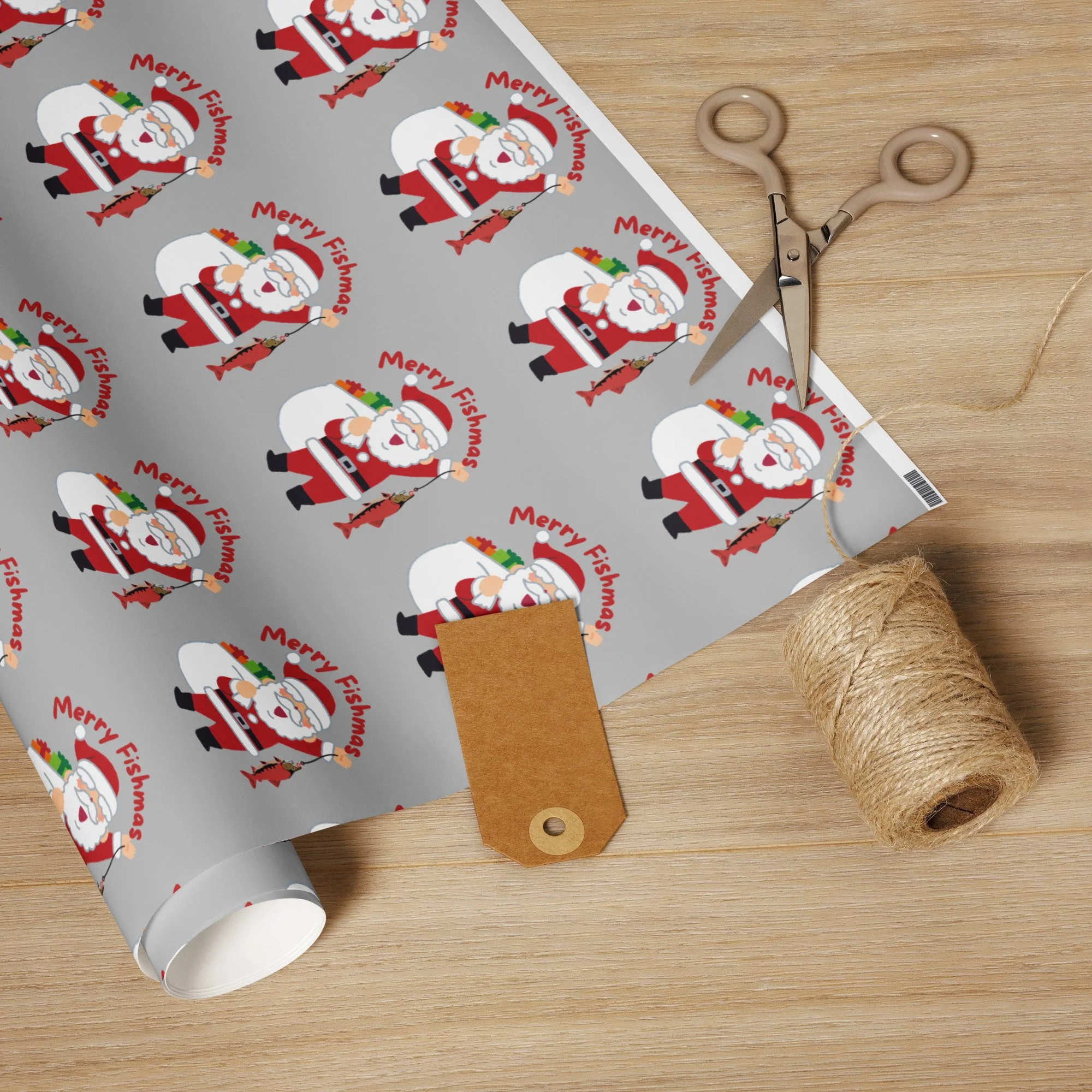 Merry fishmas santaWrapping paper roll