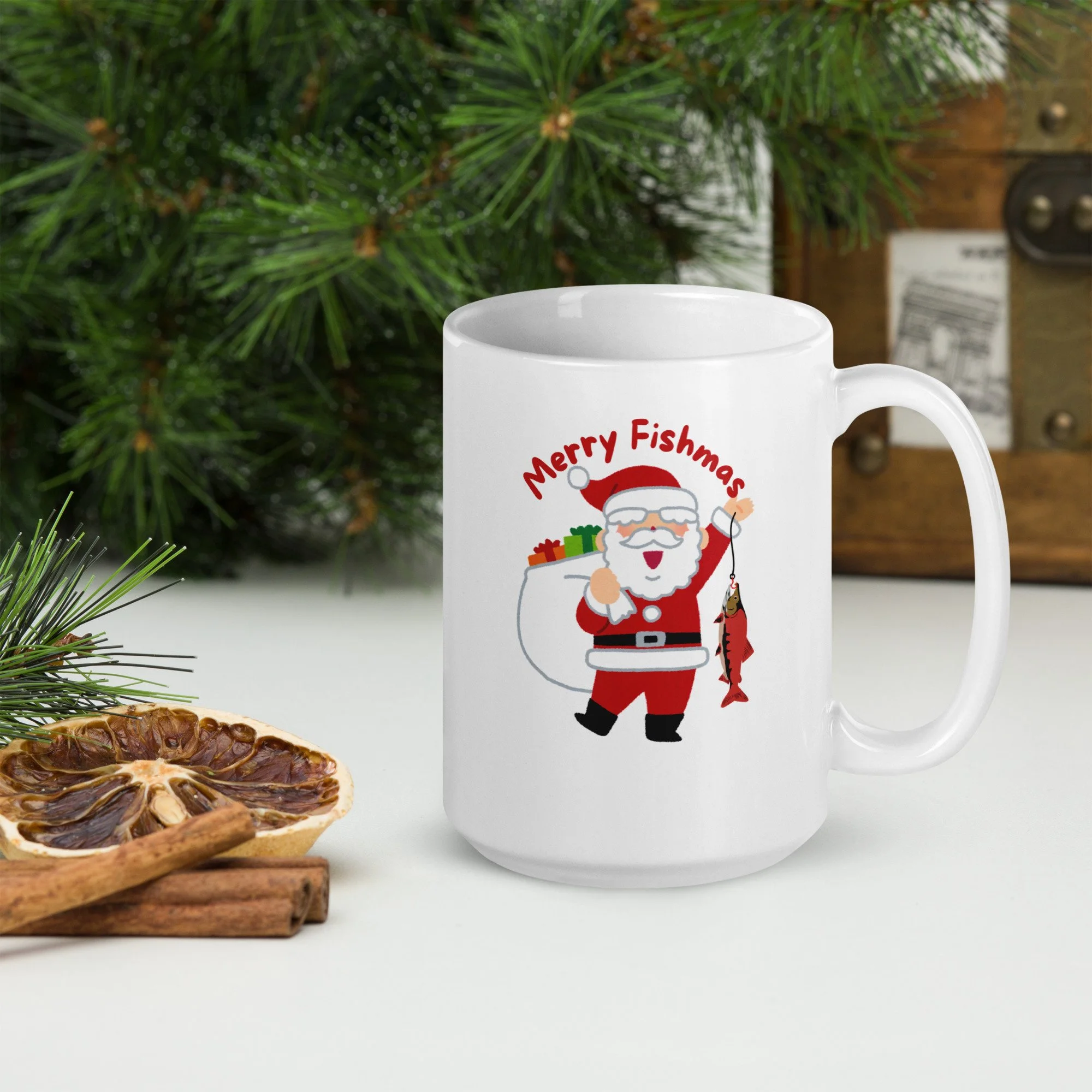Merry Fishmas Santa mug