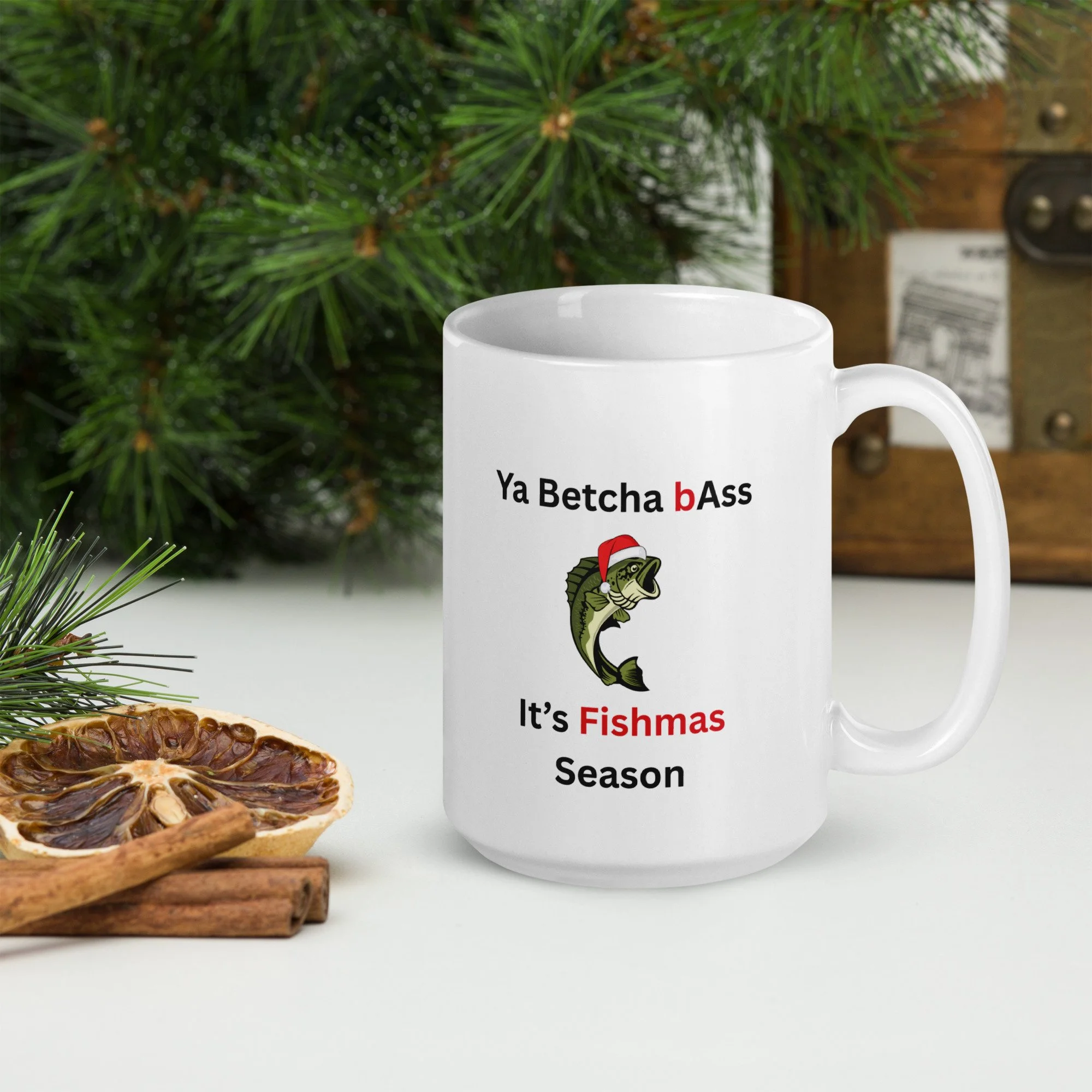 Ya Betcha bass Fishmas  mug