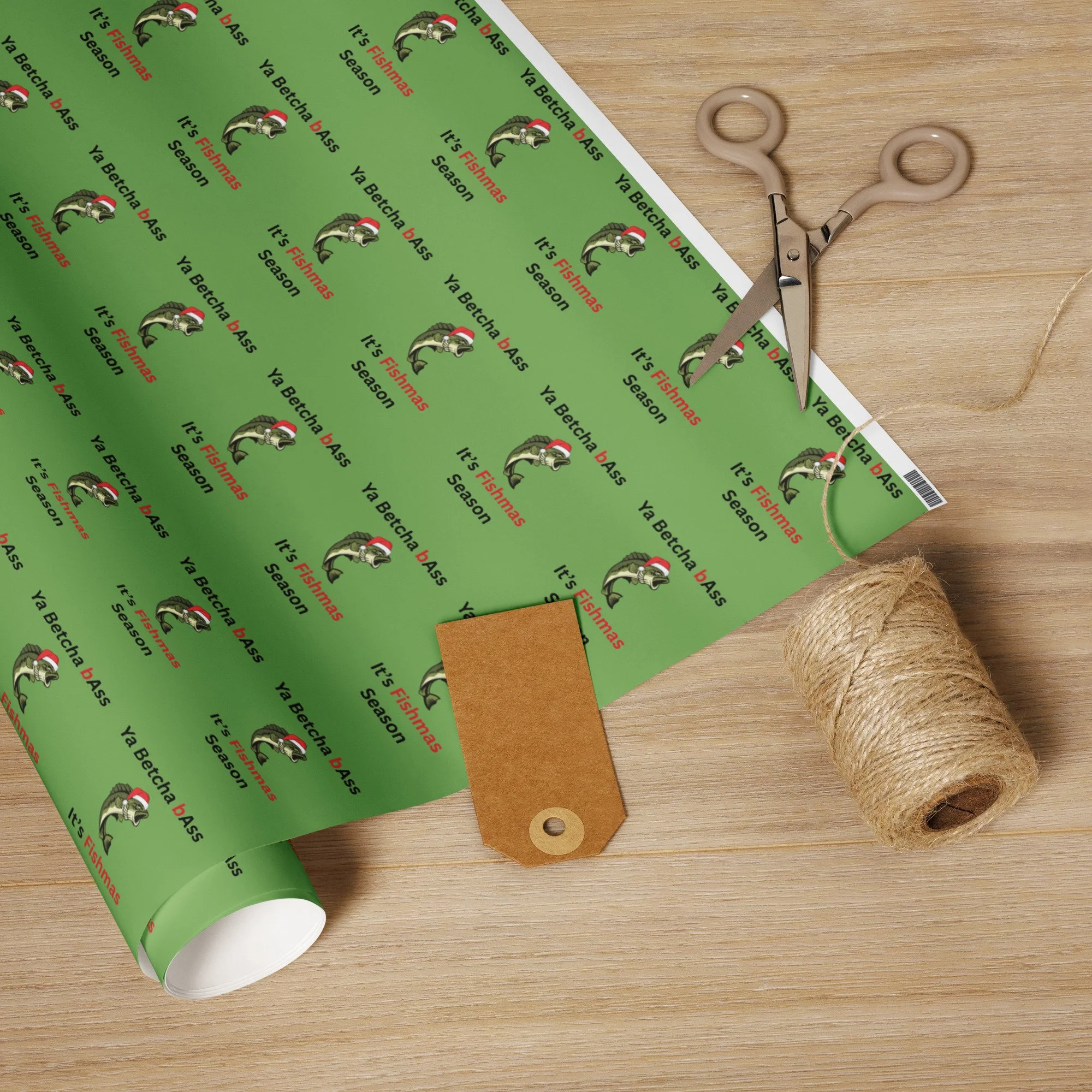 Ya Betcha Bass Fishmas Wrapping paper roll