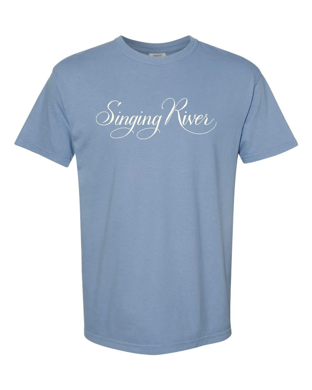 Singing River Script Tee Shirt - Comfort Colors - Washed Denim